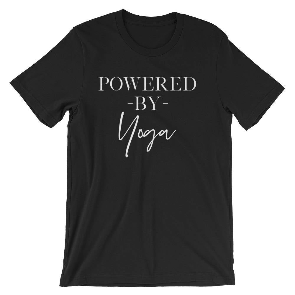 Powered By Yoga Unisex Shirt - Yoga Shirt, Zen Yoga Clothing, Yoga Workout Clothes, Yoga Wear, Yoga Clothes, Yoga T Shirts Funny - Stag & Peach Co