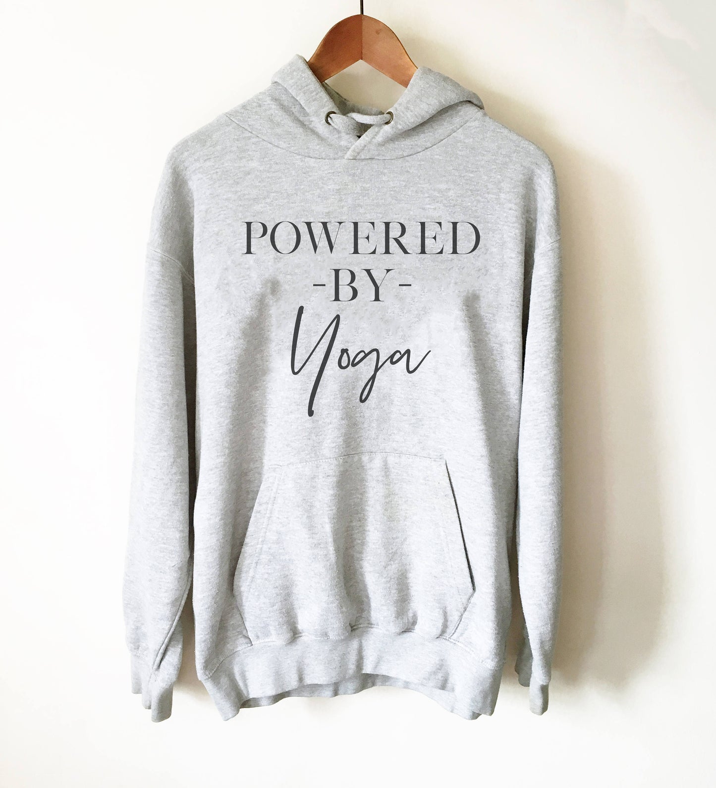 Powered By Yoga Hoodie - Yoga Shirt, Zen Yoga Clothing, Yoga Workout Clothes, Yoga Wear, Yoga Clothes, Yoga T Shirts Funny