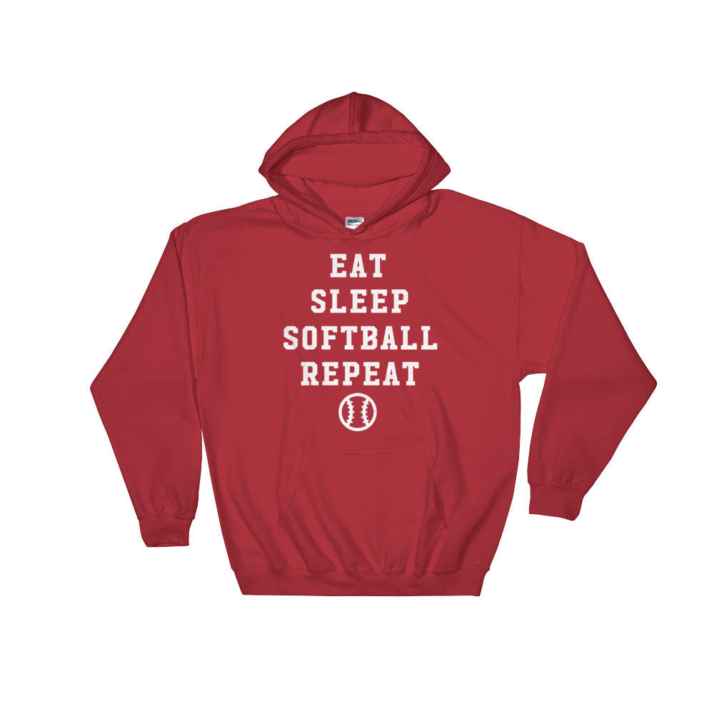 Eat Sleep Softball Repeat Hoodie- Softball Life Gifts, Softball Mom Shirt, Team Softball Gift, Softball Coach Shirt, Softball Dad Gifts