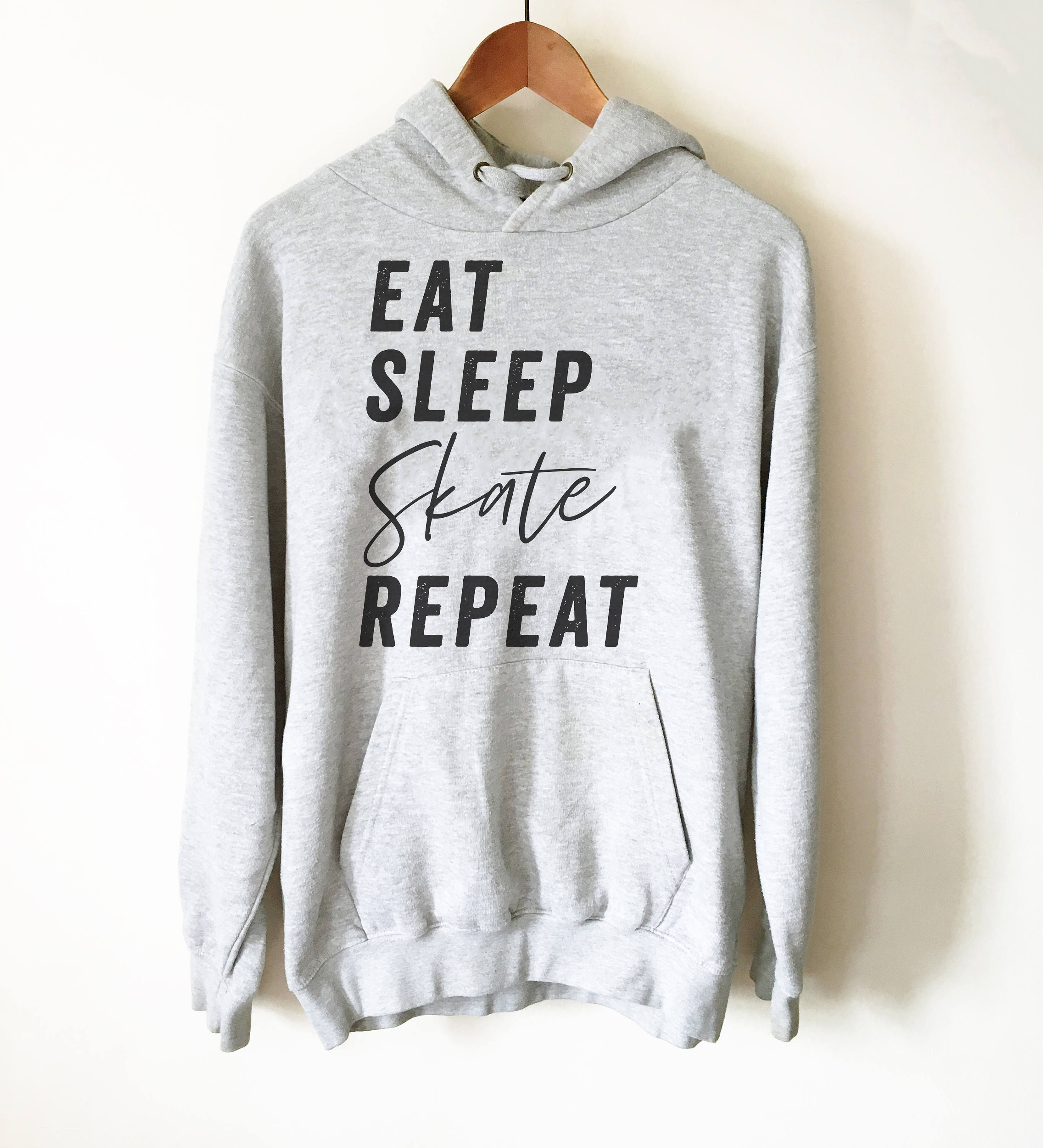 Eat Sleep Skate Repeat Hoodie - Roller Skates, Roller Skate Shirt, Skateboard Shirt, Skate Shirt, Skater Shirt, Ice Skating Shirt - Stag & Peach Co