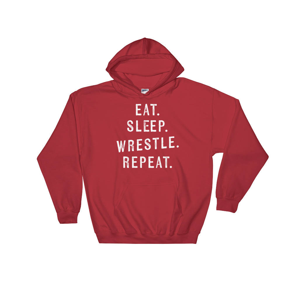 Eat Sleep Wrestle Repeat Hoodie - Coach Gift, Wrestling Coach, Wrestling Mom, Wrestling, Wrestler, Wrestling Fan, Wrestling T-Shirt