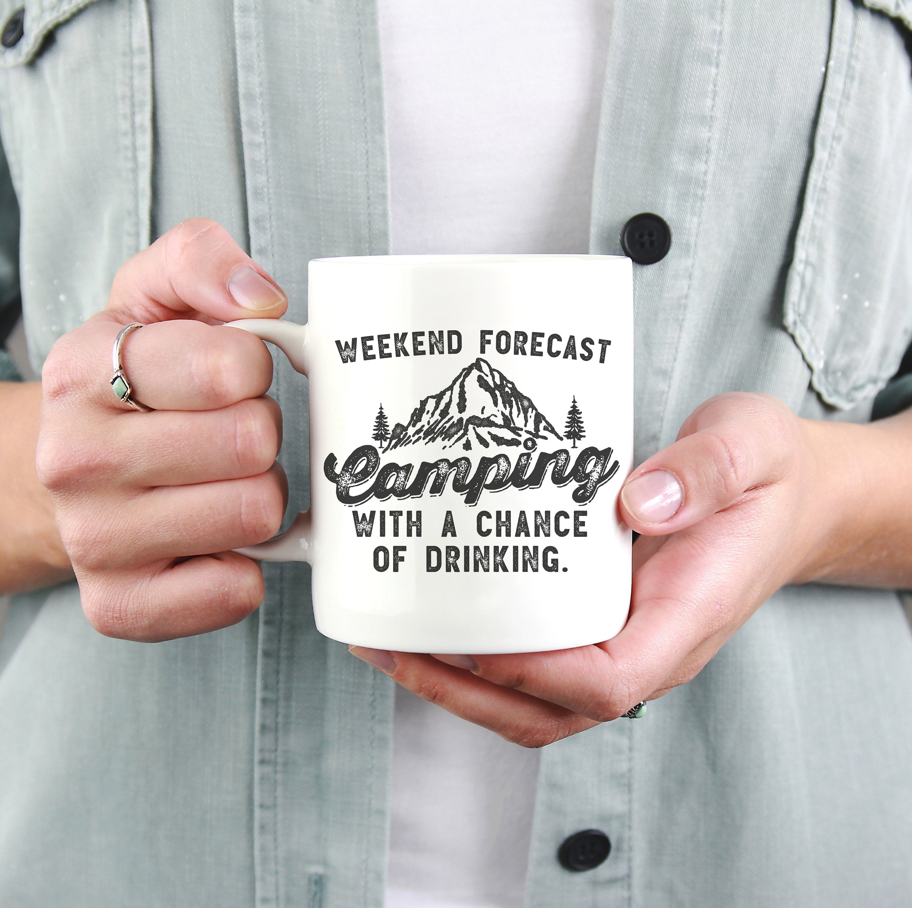 Camping With A Chance Of Drinking Mug – Happy Camper Gift - Stag & Peach Co