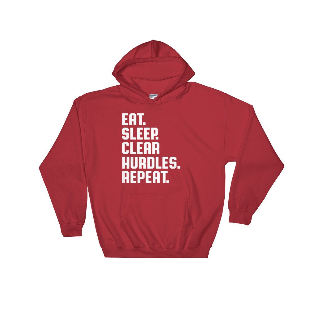 Eat Sleep Clear Hurdles Repeat Hoodie - Hurdles Shirt, Hurdles Gift, Track Shirt, Track Gift, Track Mom Shirt, Track and Field - Stag & Peach Co
