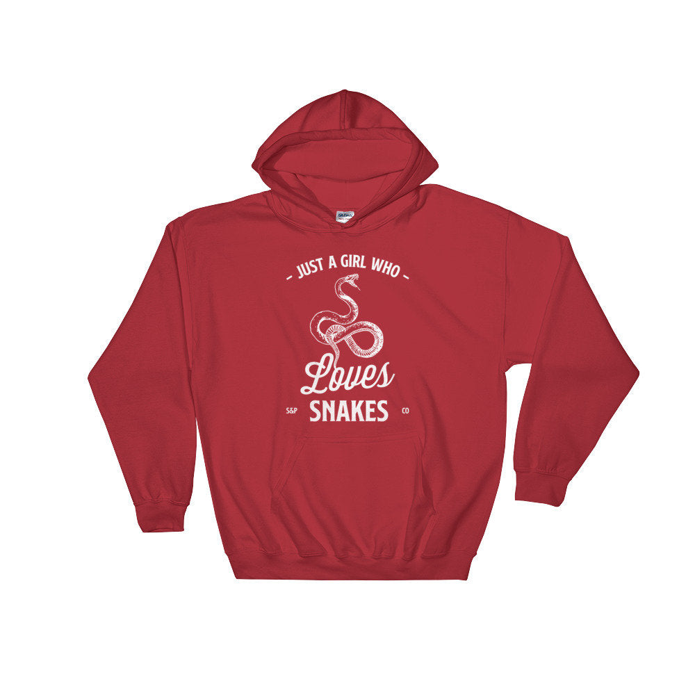 Just A Girl Who Loves Snakes Hoodie - Snake Shirt, Herpetology Shirt, Reptile Shirt, Zoology Shirt, Exotic Pets Shirt,  Snake Charmer Shirt