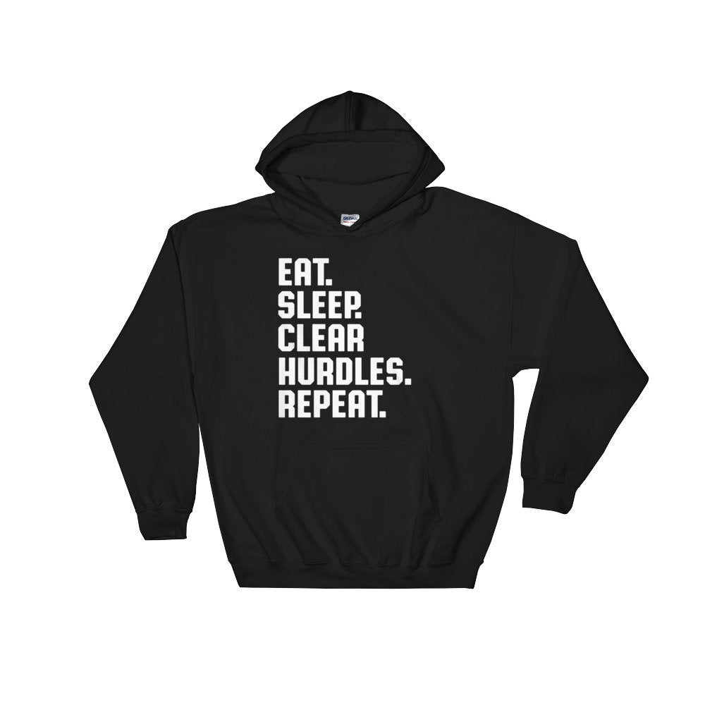 Eat Sleep Clear Hurdles Repeat Hoodie - Hurdles Shirt, Hurdles Gift, Track Shirt, Track Gift, Track Mom Shirt, Track and Field - Stag & Peach Co