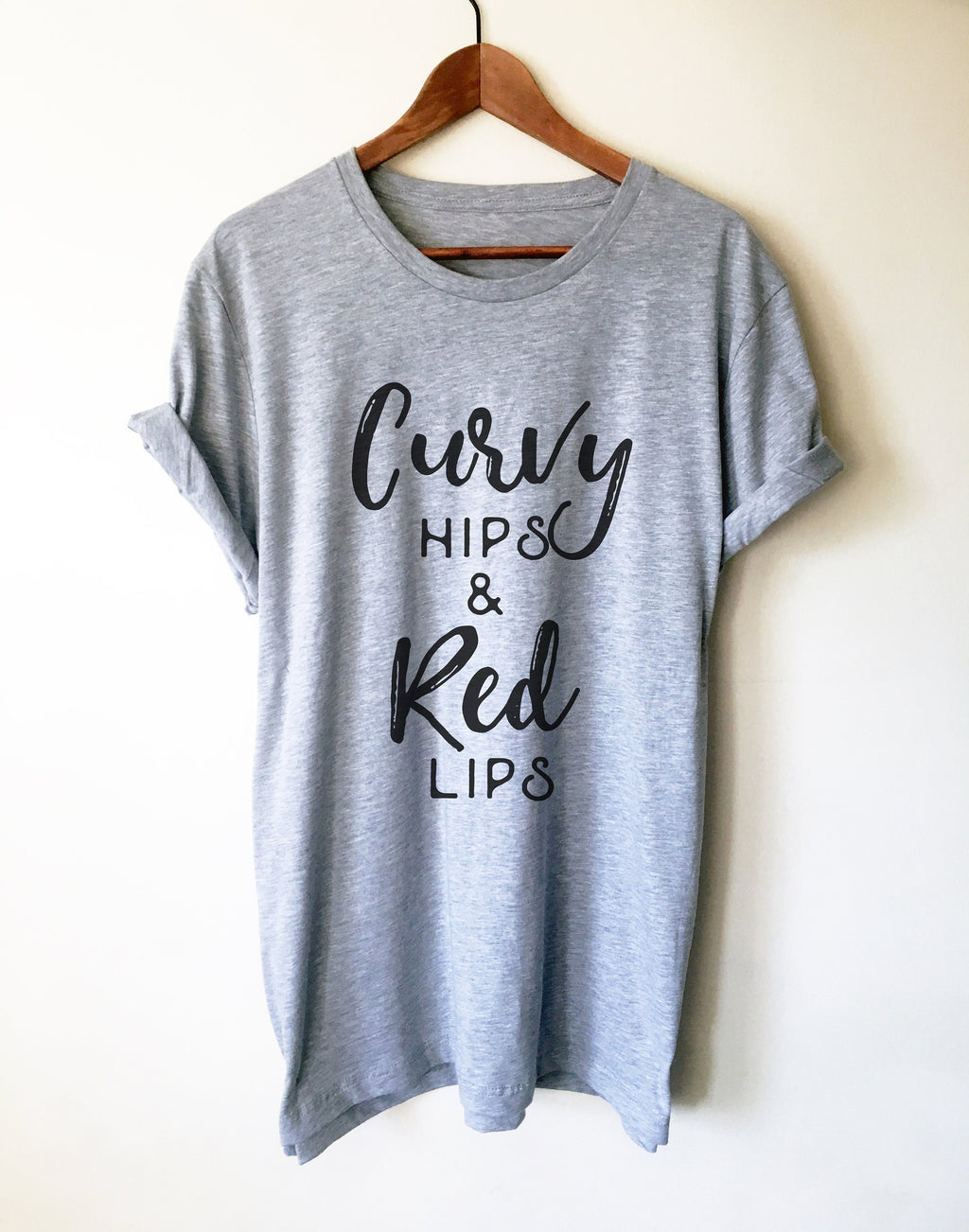 Curvy Hips and Red Lips Unisex Shirt - Curvy Girl Shirt, Curvy Girl Gift, Girl Power Shirt, Feminist Shirt, Thick Thighs Shirt, Curved Hips - Stag & Peach Co