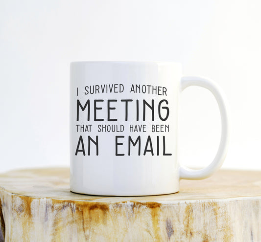 I Survived Another Meeting That Should have Been An Email Mug- Funny Mug, Office Mug, Coworker Gag Gift,  Boss Coffee Mug, Sarcasm, Boss Mug