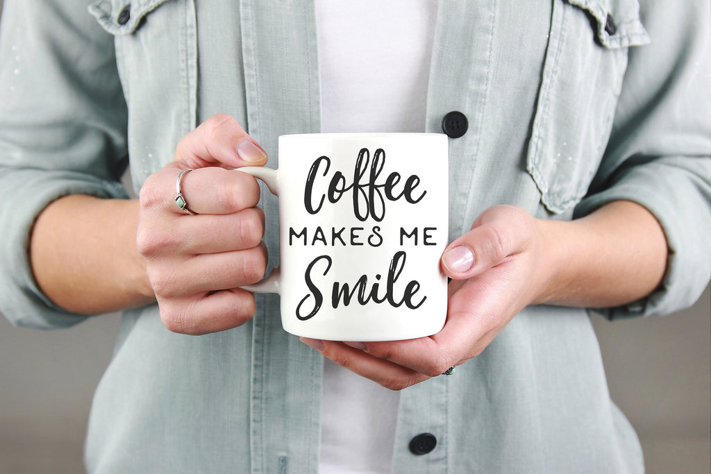 Coffee Makes Me Smile Mug – Boss Gift, Teacher Coffee Mug - Stag & Peach Co