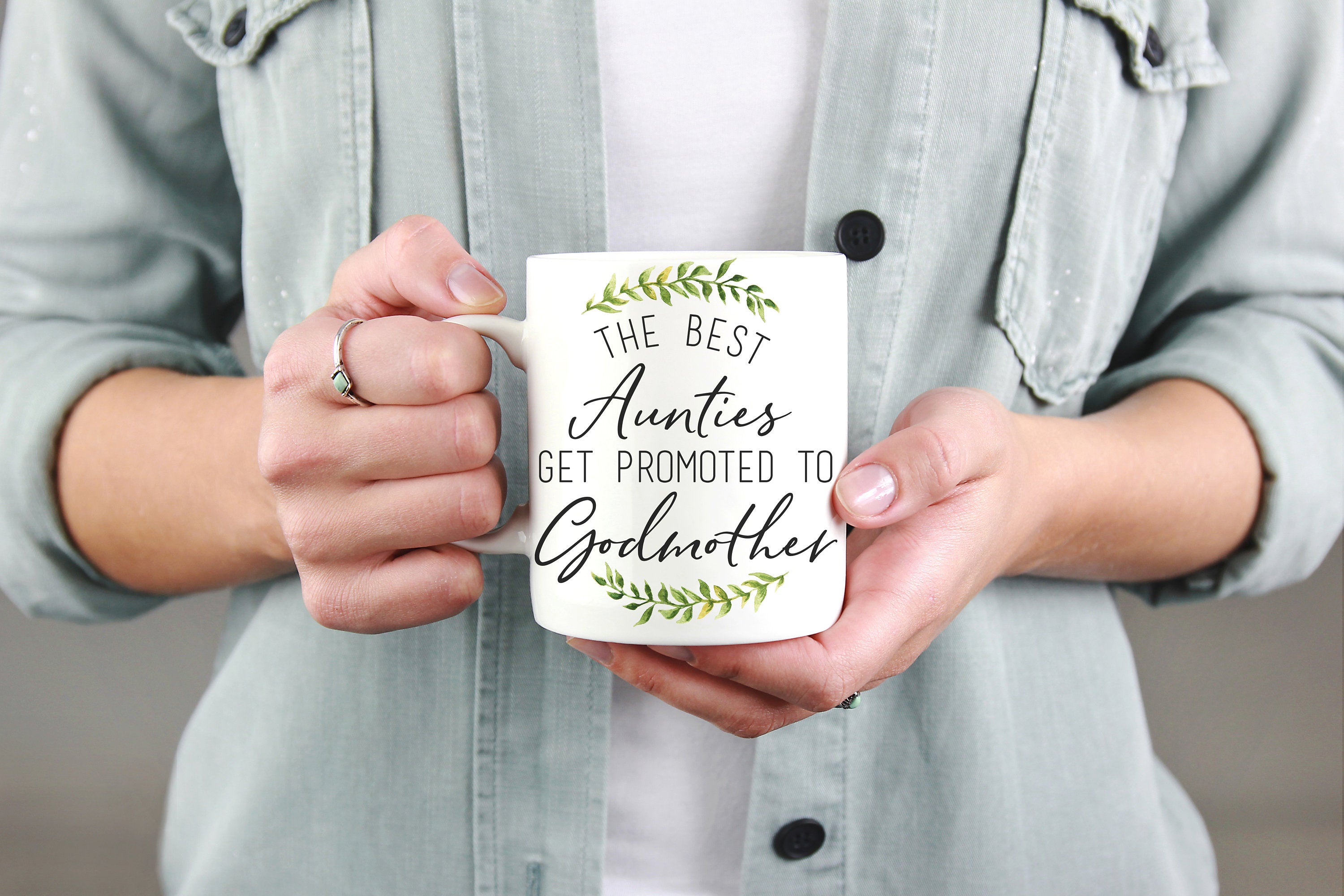 Best Aunties Get Promoted To Godmother Mug – Godmother Proposal Gift