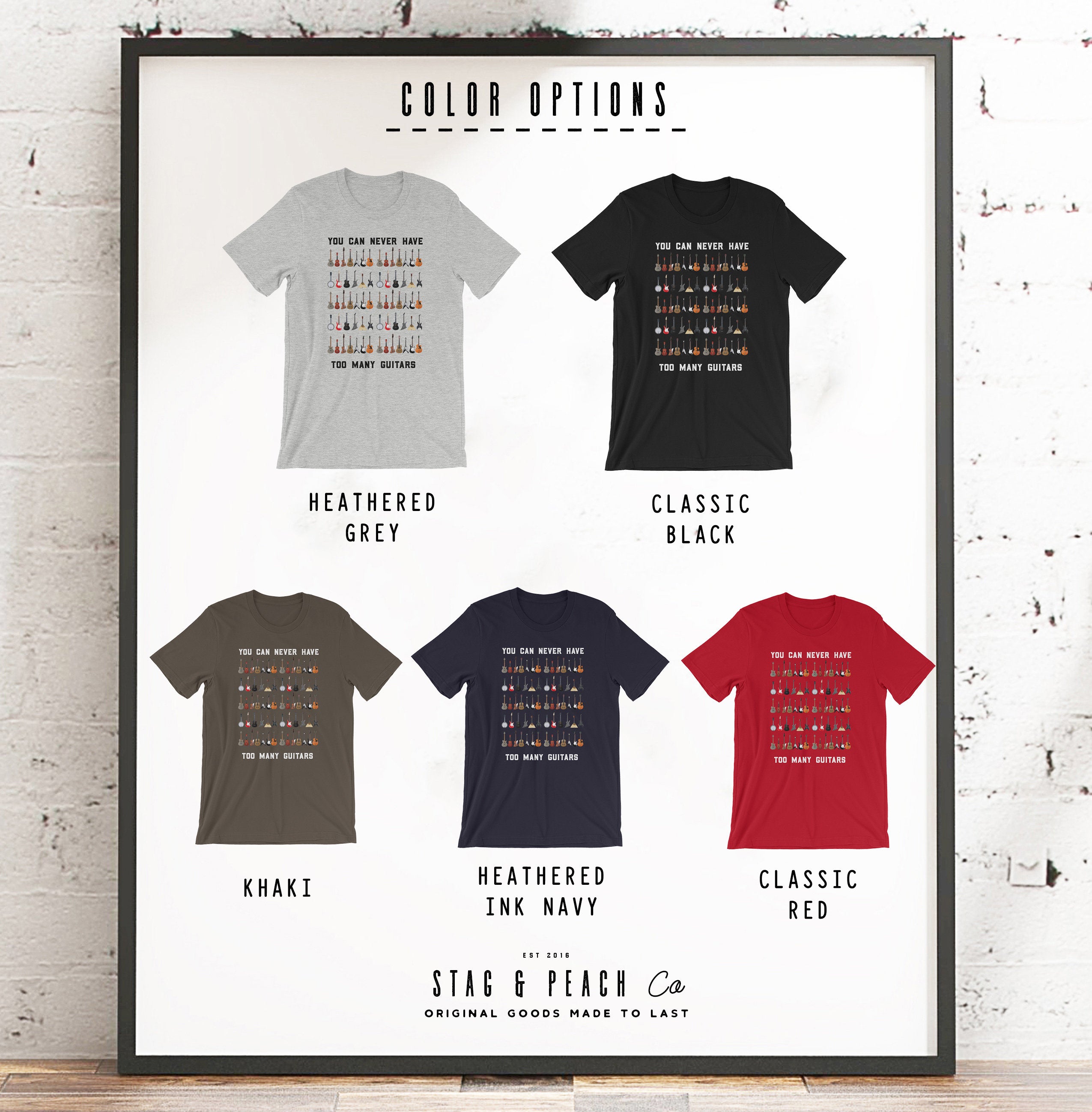 You Can Never Have Too Many Guitars Unisex Shirt - Guitar shirt, Bass Guitar shirt, Bass Guitarist, Bass Player, Funny Bass Guitar Shirt - Stag & Peach Co