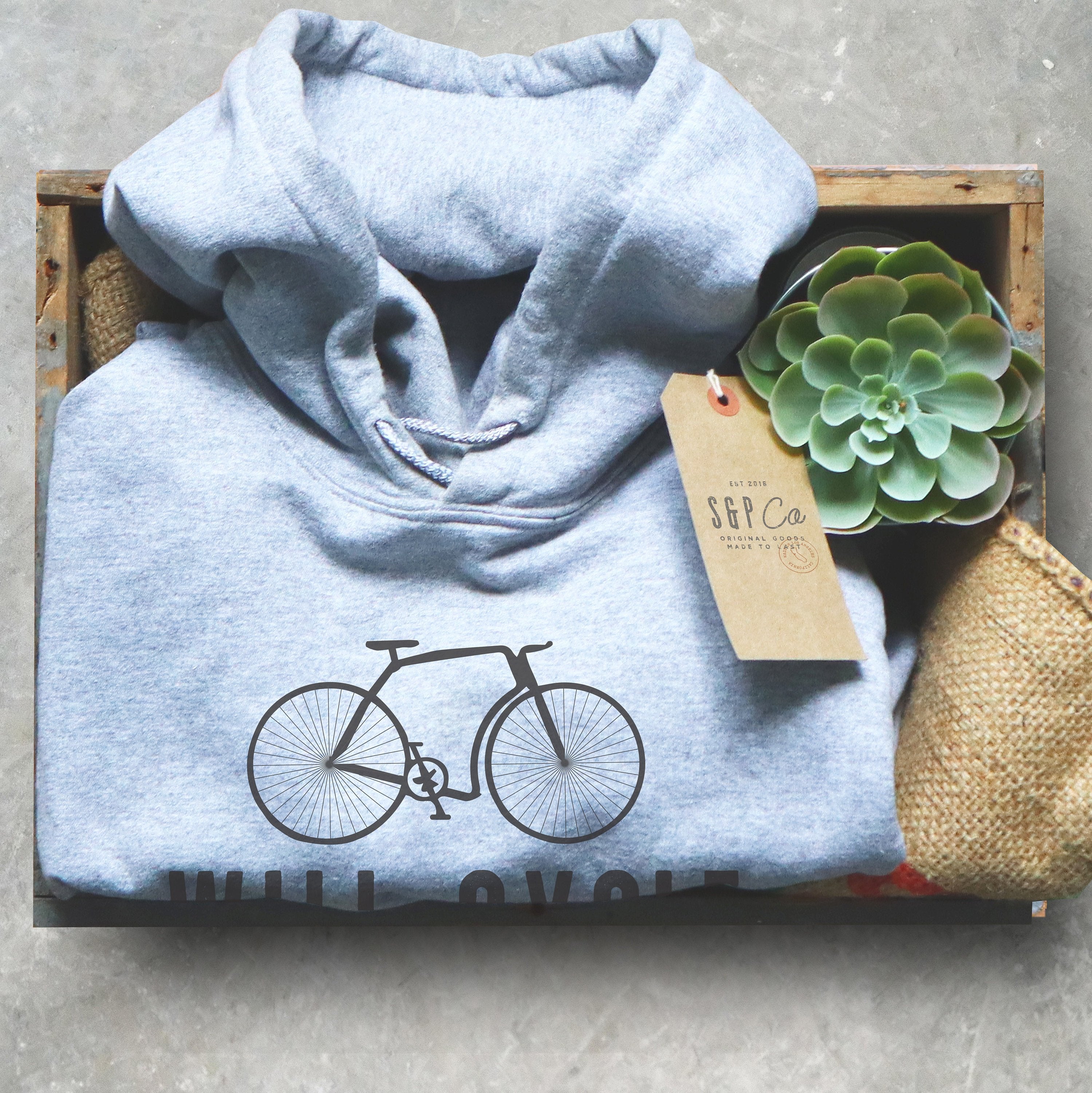Will Cycle For Wine Hoodie - Cycling Hoodie, Cyclists Gift, Bicycle Shirt, Bicycle Lover Gift, Cycling Shirt, Triathlon Shirt, Cyclist Shirt - Stag & Peach Co