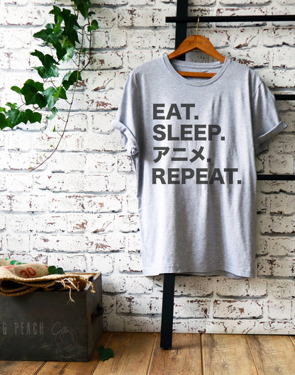 Eat Sleep Anime Repeat Unisex Shirt - Anime shirt, Manga shirt, Anime shirts, Anime gift, Anime gifts, Japanese shirt, Otaku shirt