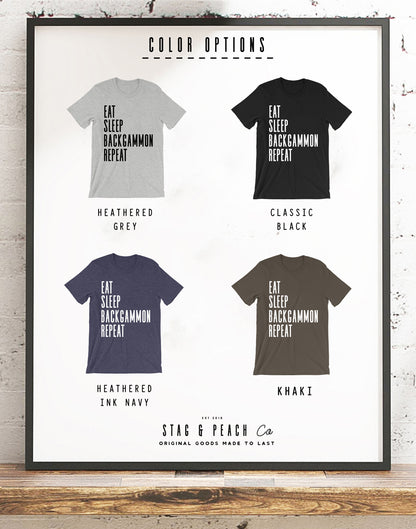Eat Sleep Backgammon Repeat Unisex Shirt - Backgammon Gift, Board Game Shirt, Board Game Gift, Board Game Lover, Board Game Organizer
