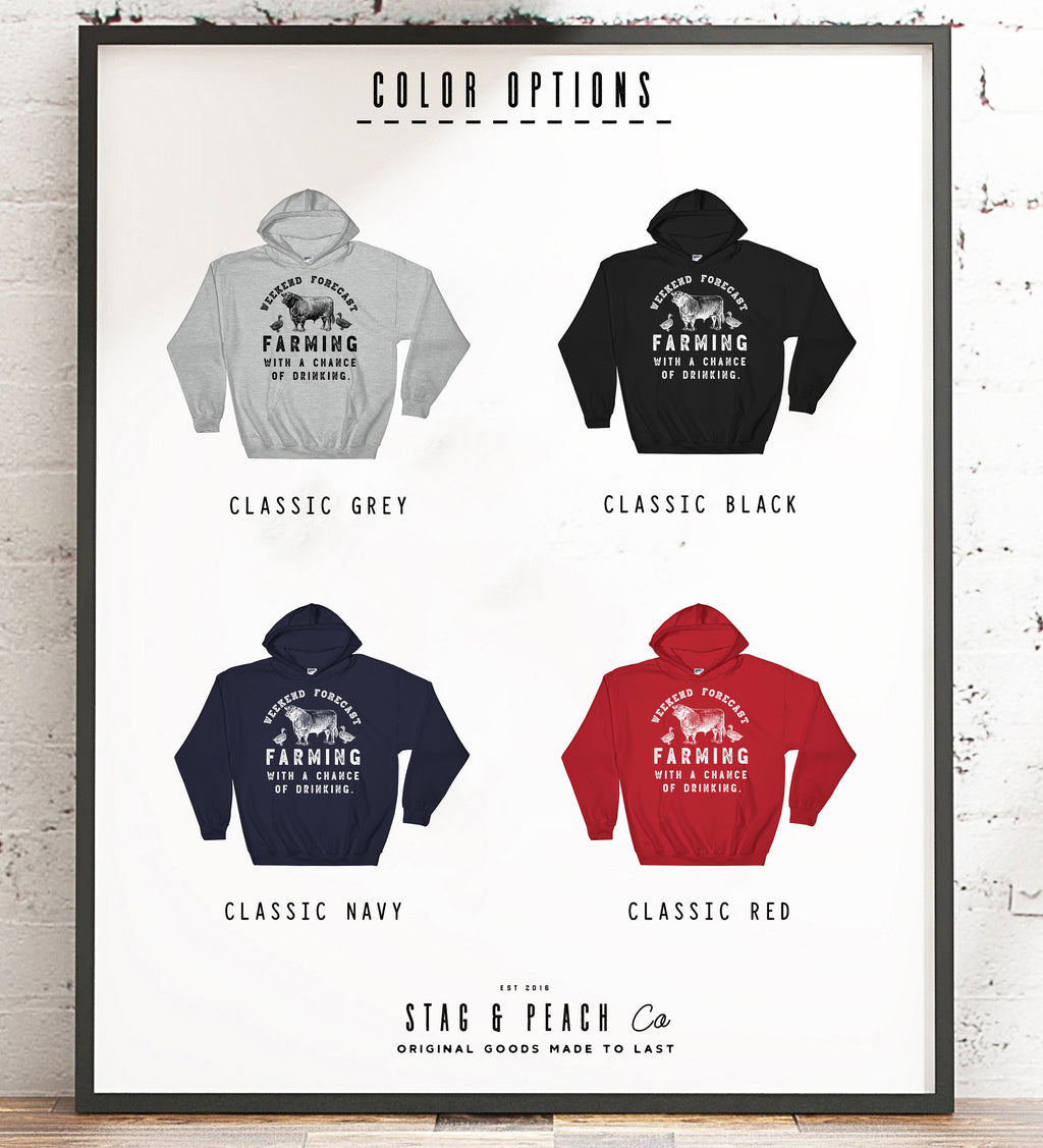 Weekend Forecast Farming Hoodie - Farm Shirt, Farmer Hoodie, Farm Wife, Farmer Shirt, Farm Life, Farming Shirt, Farm Girl Shirt - Stag & Peach Co