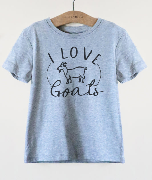 I Love Goats Kids Shirt - Goat Shirt, Goat Toddler Shirt, Farmer Shirt, Farmer Kid Shirt, Farm Birthday Party, Farm Tee, Farm Toddler Shirt
