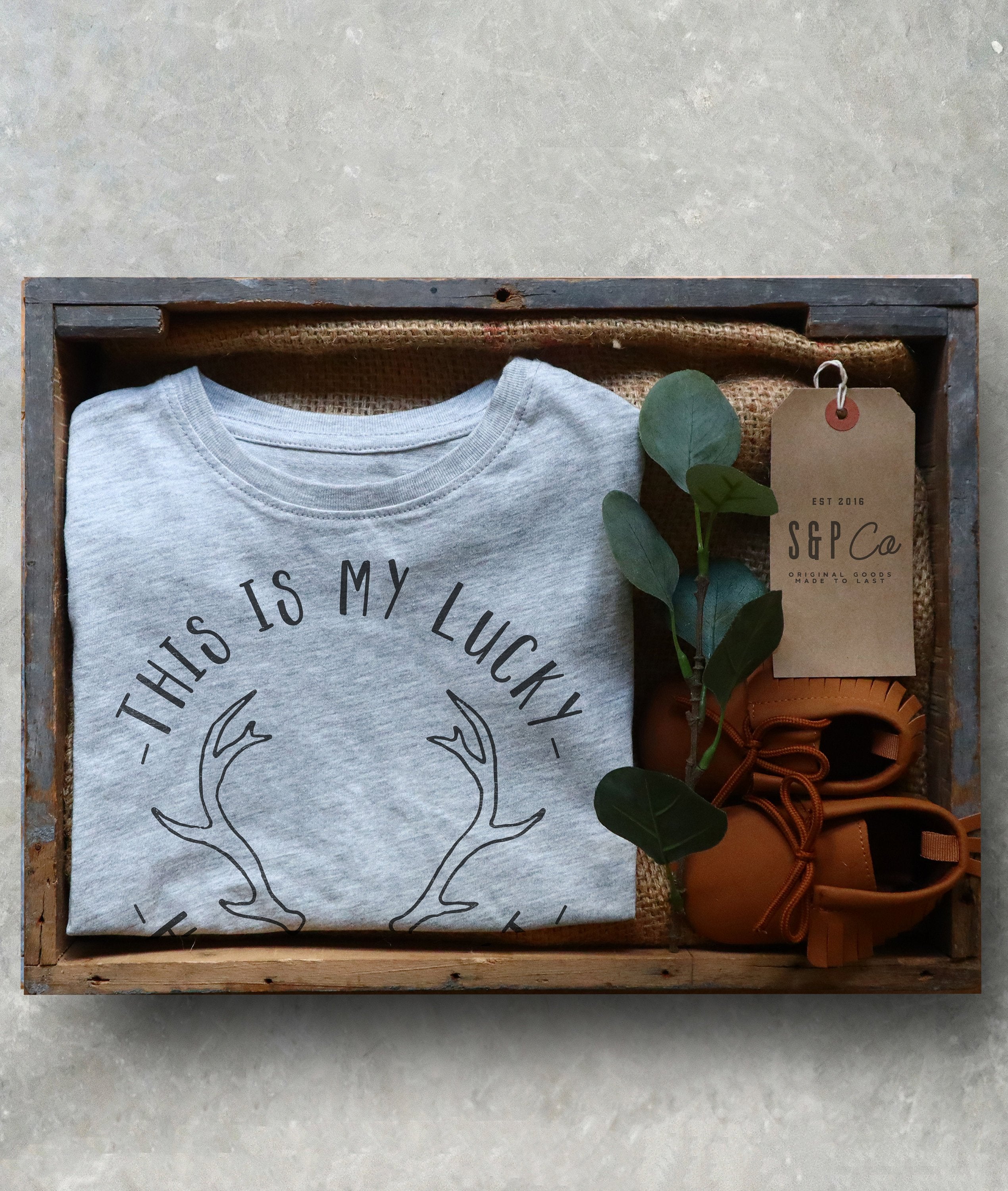 Lucky Hunting Shirt Kids Shirt - Hunting Gifts, Deer Print Shirt, Deer Hunting Shirt, Hunting Kids Clothes, Hunting Toddler Gift, Deer Tee - Stag & Peach Co