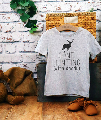 Gone Hunting With Daddy Kids Shirt-Hunting Gifts, Deer Print Shirt, Deer Hunting Shirt, Hunting Kids Clothes, Hunting Toddler Gift, Deer Tee
