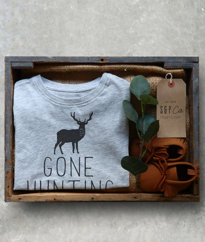 Gone Hunting With Daddy Kids Shirt-Hunting Gifts, Deer Print Shirt, Deer Hunting Shirt, Hunting Kids Clothes, Hunting Toddler Gift, Deer Tee