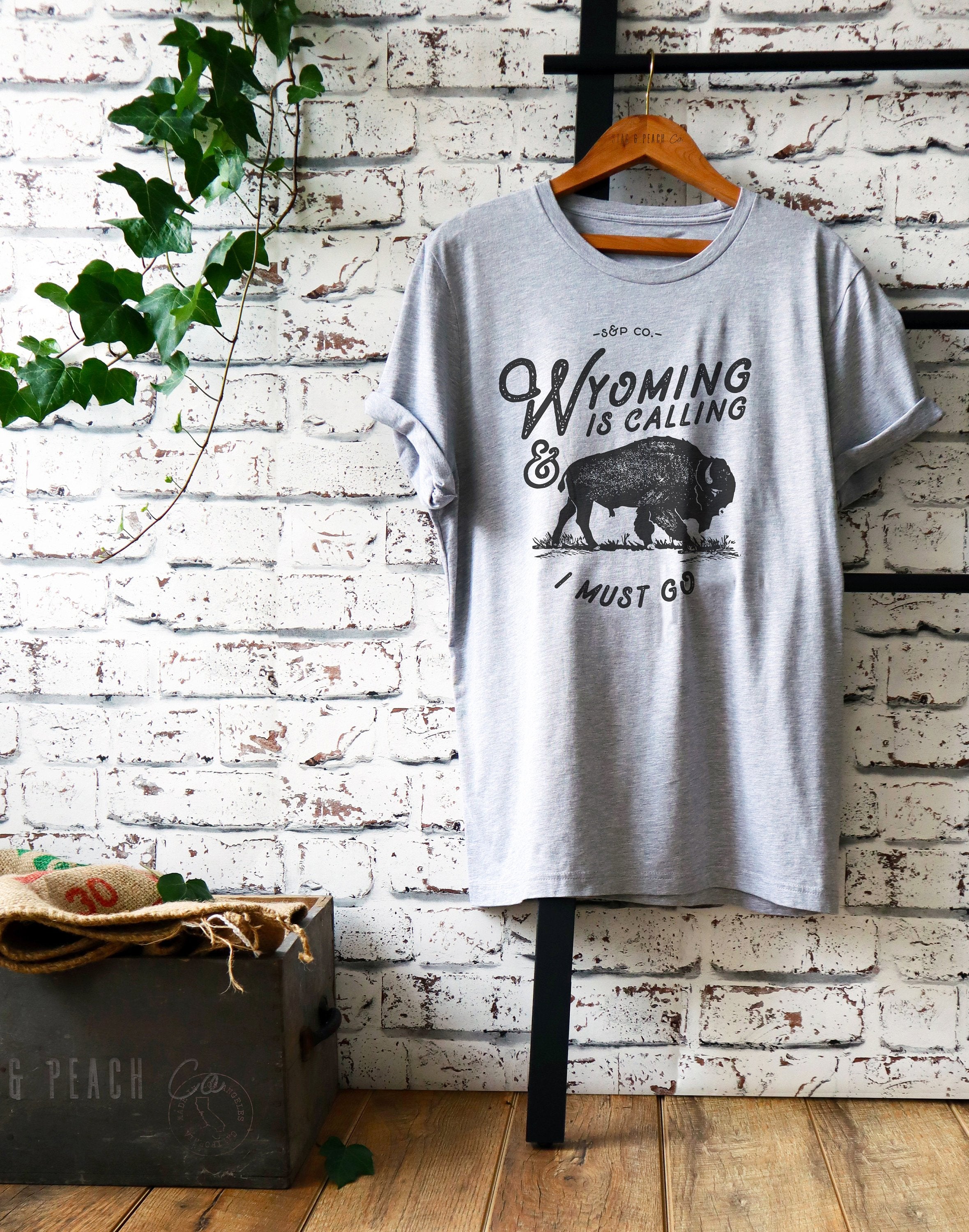 Wyoming Is Calling Unisex Shirt - Wyoming Shirt, Buffalo Shirt, State Pride Shirt, USA Shirt, Wyoming Gifts, Yellowstone National Park Shirt - Stag & Peach Co