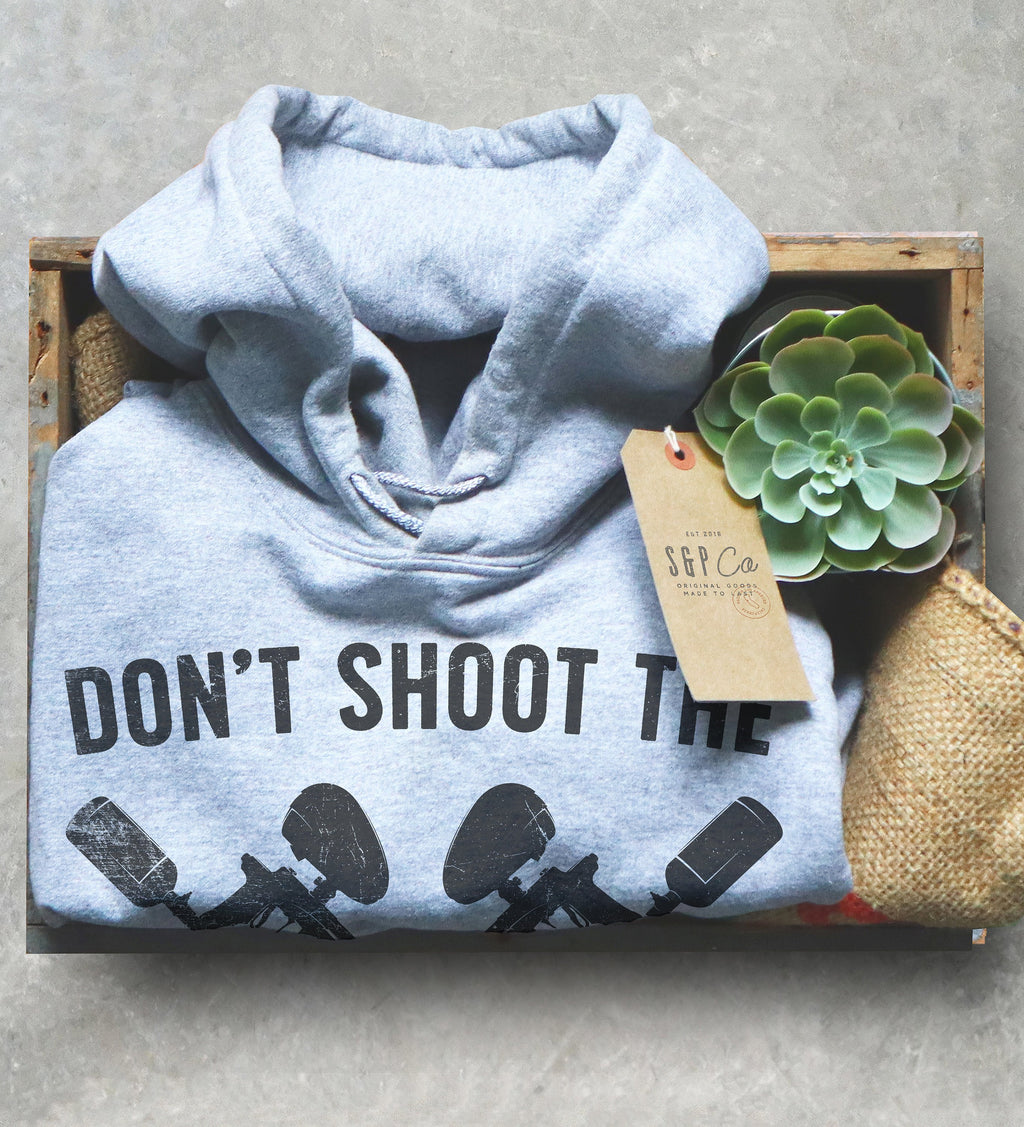 Don’t Shoot The Ref Hoodie - Paintball Shirt, Paintball Gift, Bachelor Party Shirt, Bachelorette Party Shirt, Team T-Shirts, Birthday Shirt