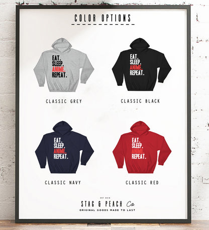 Eat Sleep Anime Repeat Hooded Sweatshirt - Anime shirt, Manga shirt, Anime shirts, Anime gift, Anime gifts, Japanese shirt