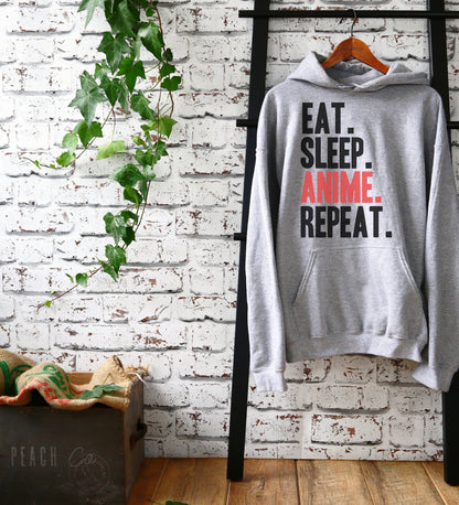 Eat Sleep Anime Repeat Hooded Sweatshirt - Anime shirt, Manga shirt, Anime shirts, Anime gift, Anime gifts, Japanese shirt