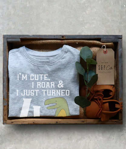 Cute 4th Birthday Dinosaur Kids T-Shirt - birthday shirt dinosaur - Toddler Top Shirt - dinosaur shirt- T-Rex birthday shirt -