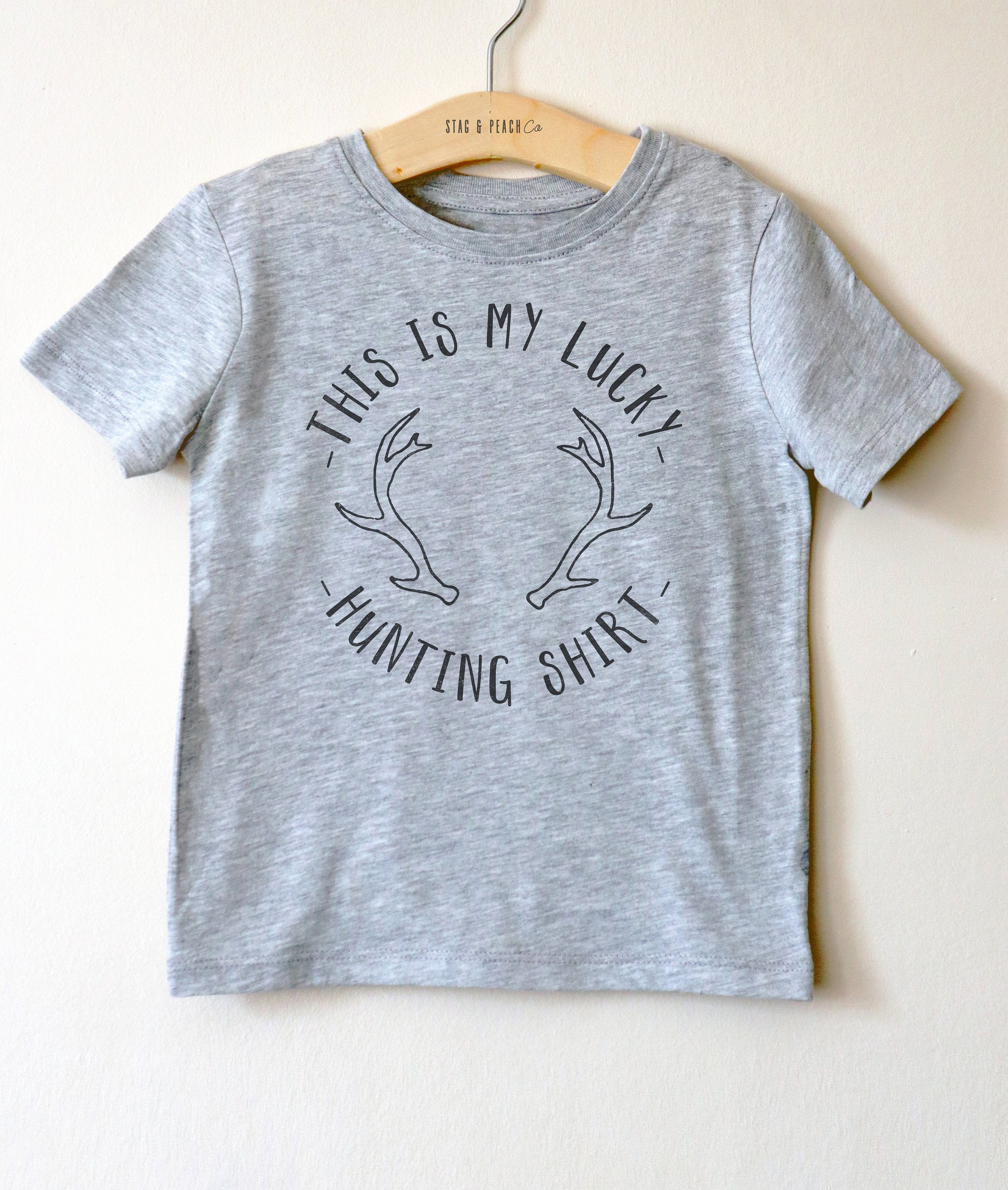 Lucky Hunting Shirt Kids Shirt - Hunting Gifts, Deer Print Shirt, Deer Hunting Shirt, Hunting Kids Clothes, Hunting Toddler Gift, Deer Tee - Stag & Peach Co