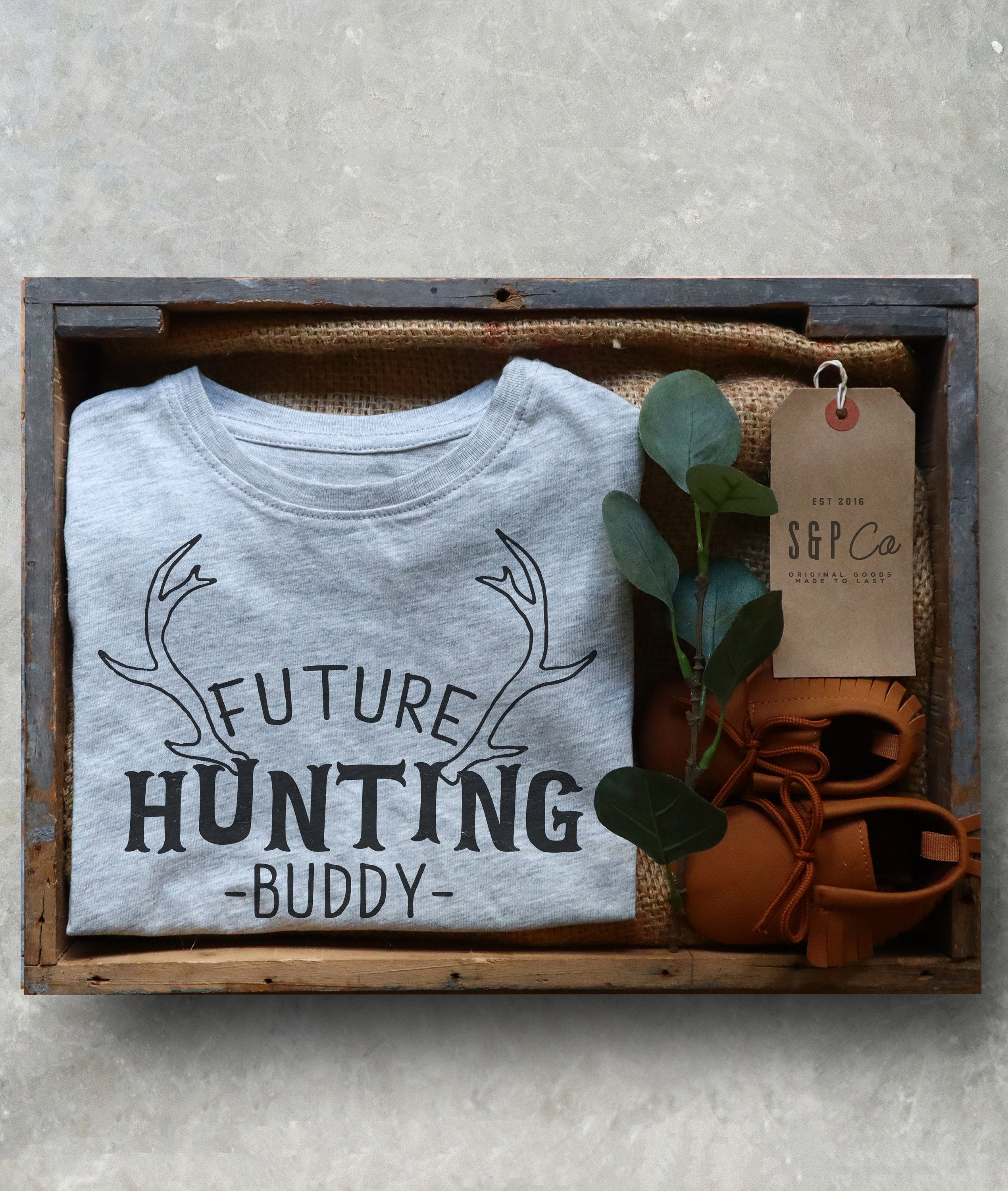 Future Hunting Buddy - Hunting Gifts, Deer Print Shirt, Deer Hunting Shirt, Hunting Kids Clothes, Hunting Toddler Gift, Deer Shirt - Stag & Peach Co