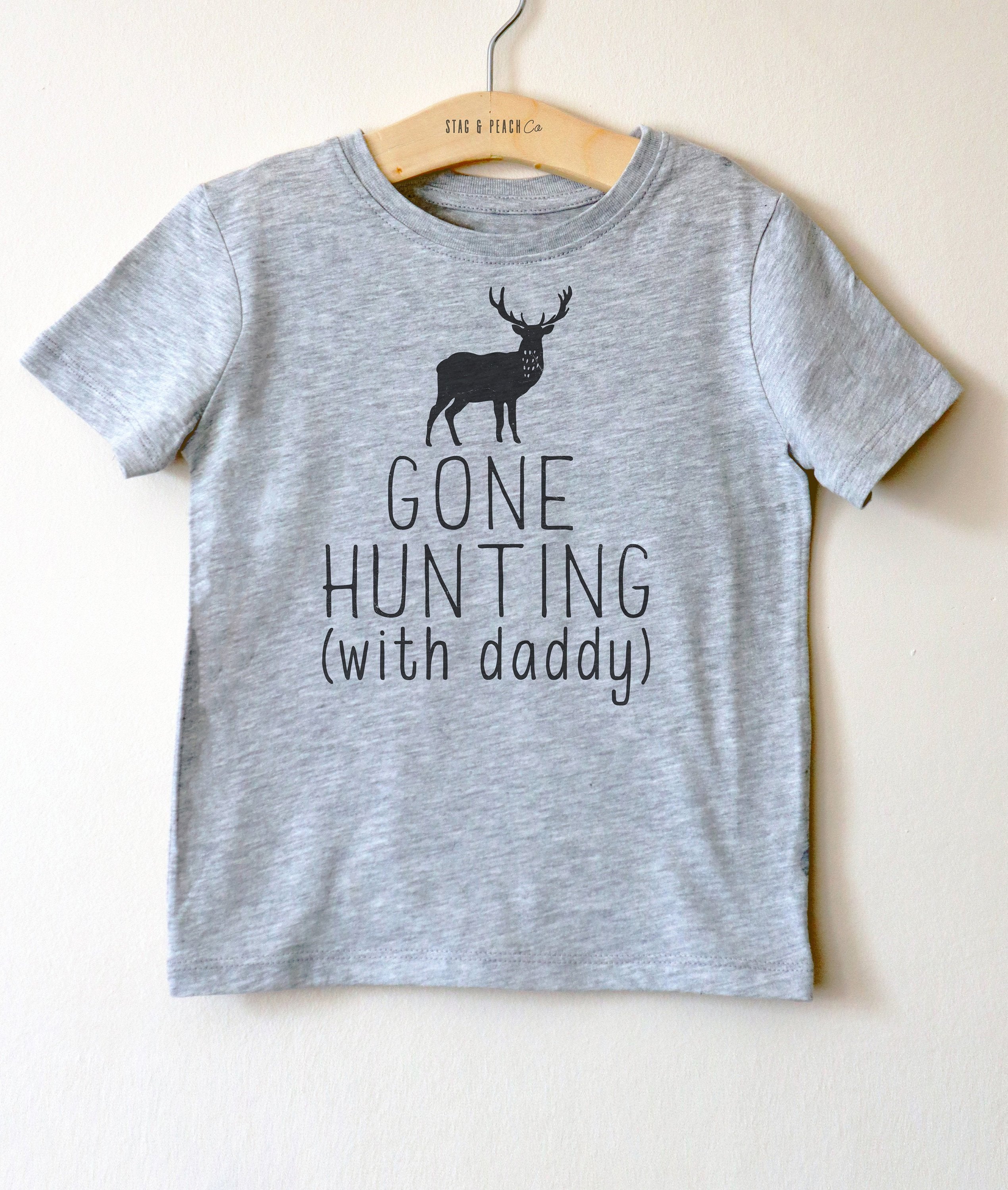 Gone Hunting With Daddy Kids Shirt-Hunting Gifts, Deer Print Shirt, Deer Hunting Shirt, Hunting Kids Clothes, Hunting Toddler Gift, Deer Tee - Stag & Peach Co