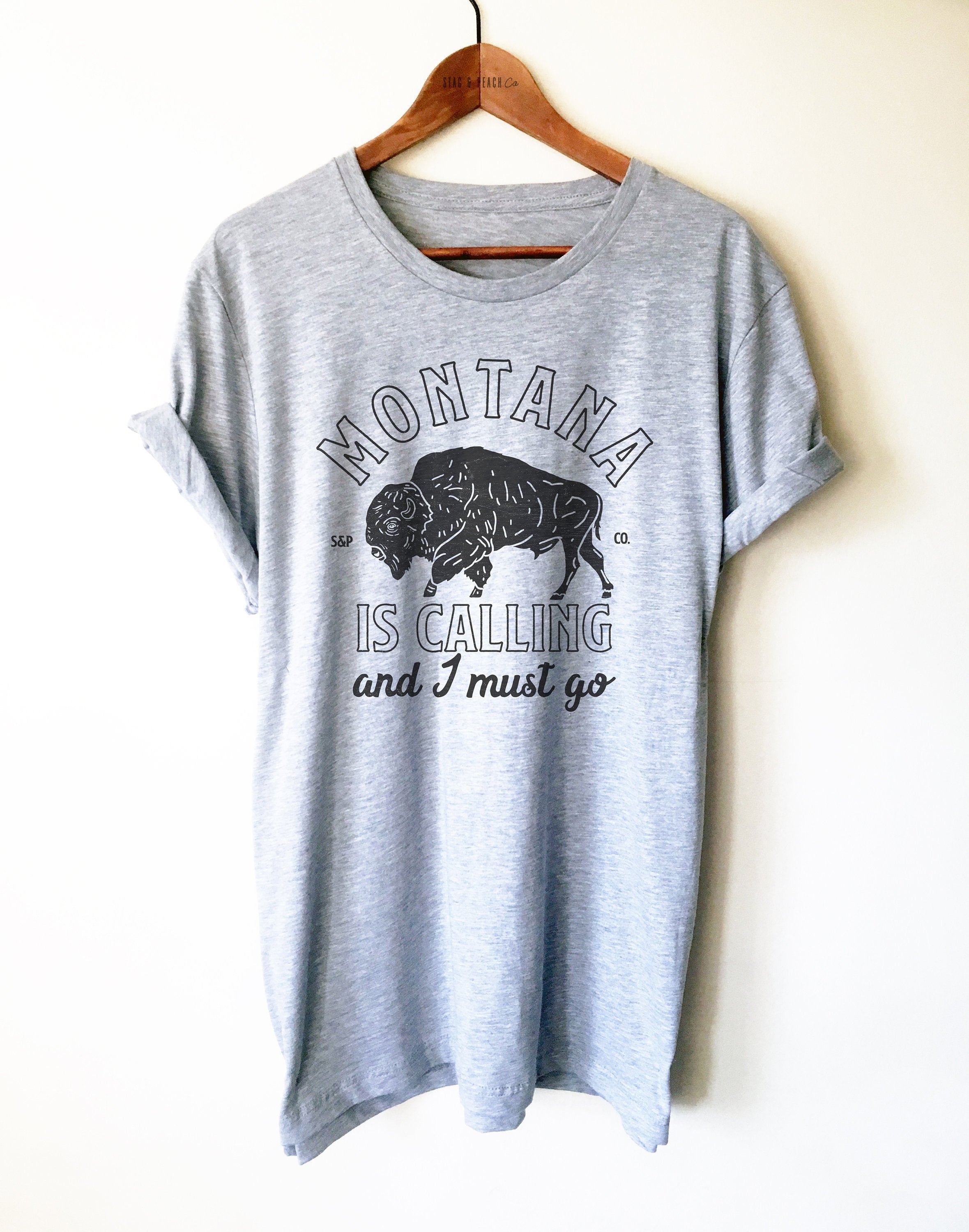Montana Is Calling Unisex Shirt - Montana Home State Shirt, Rocky Mountains Shirt, Buffalo Gift, Yellowstone, Glacier National Park Shirt - Stag & Peach Co