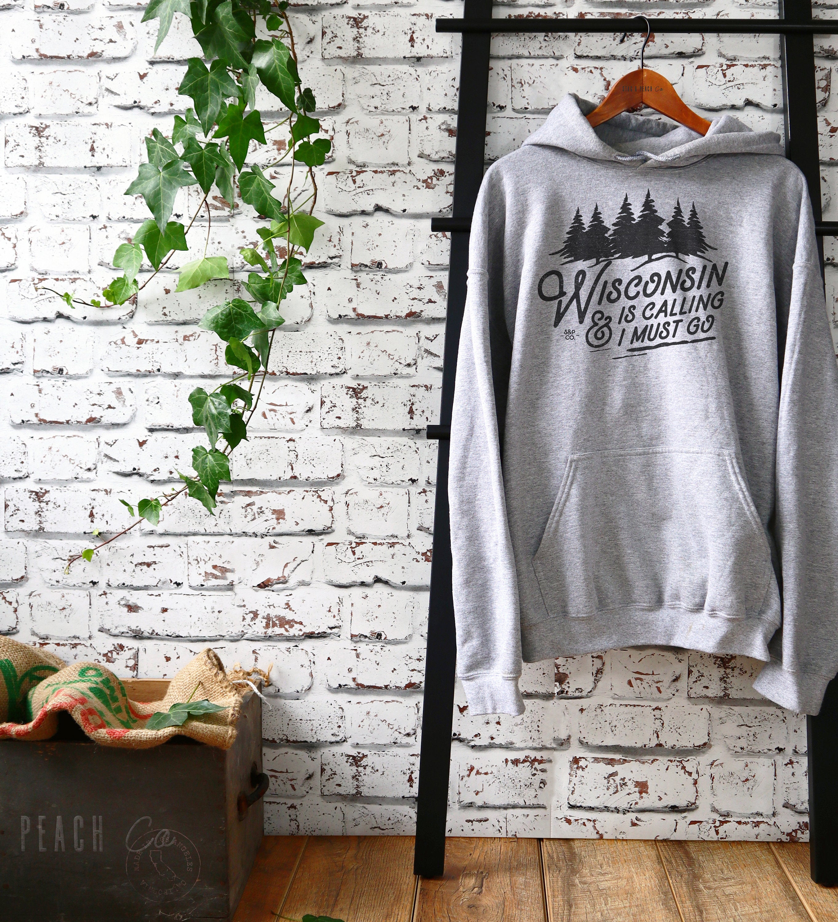 Wisconsin Is Calling Hoodie -Wisconsin Shirt, Midwest Gift, Great Lakes Shirt, Madison Shirt, Milwaukee Shirt, State Pride, Spring Green Tee - Stag & Peach Co