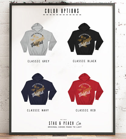 Easily Distracted By Goldfish Unisex Hoodie - Goldfish Owner Shirt, Goldfish Humor Gift for Goldfish Lover, Aquarium Shirt, Fish Owner Tee