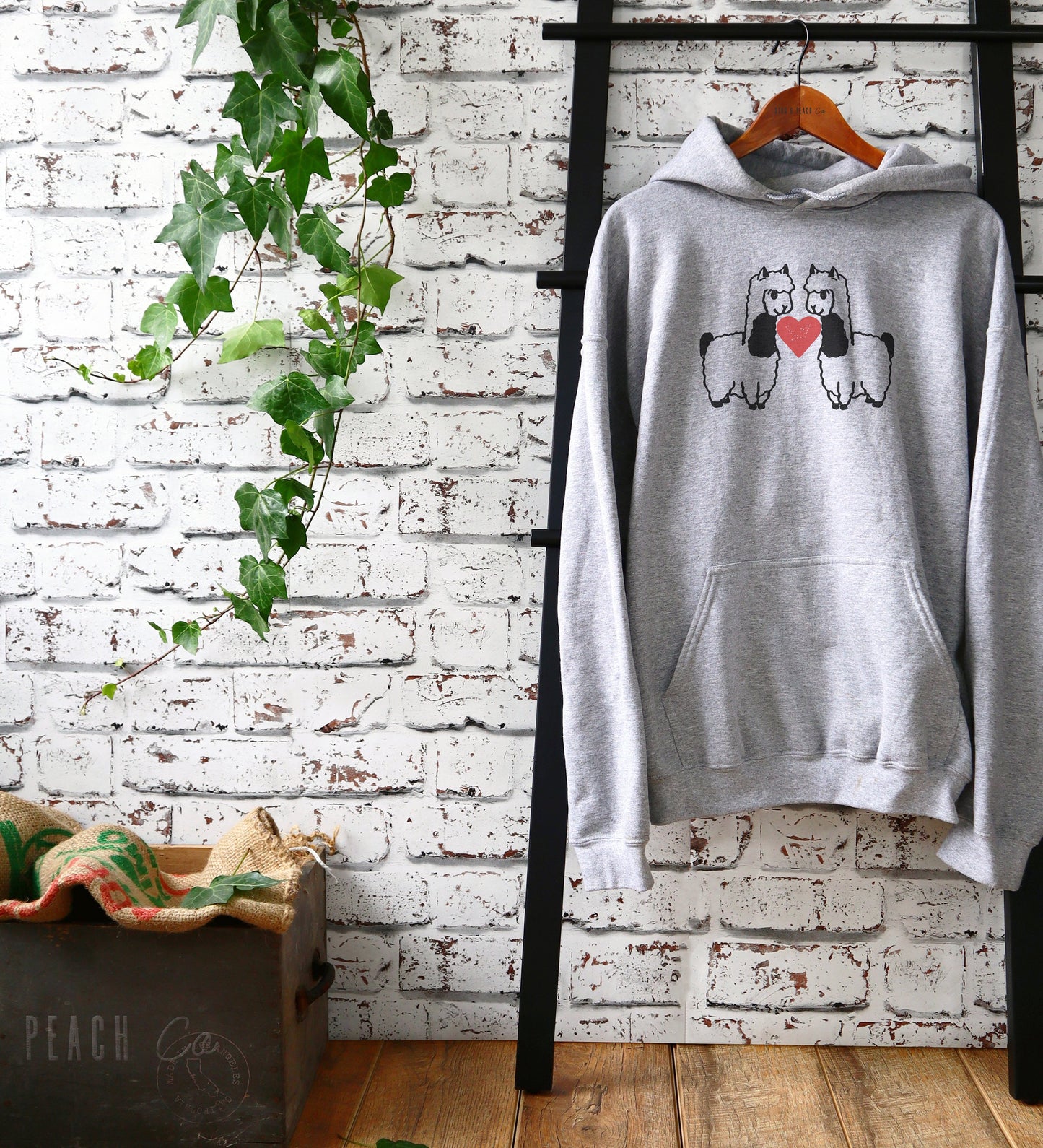 Llama Lover Hoodie - Valentines Gift For Girlfriend, Valentine Love Shirt for Llama Lovers, Matching Couples Shirts, Cute Heart Sweatshirt