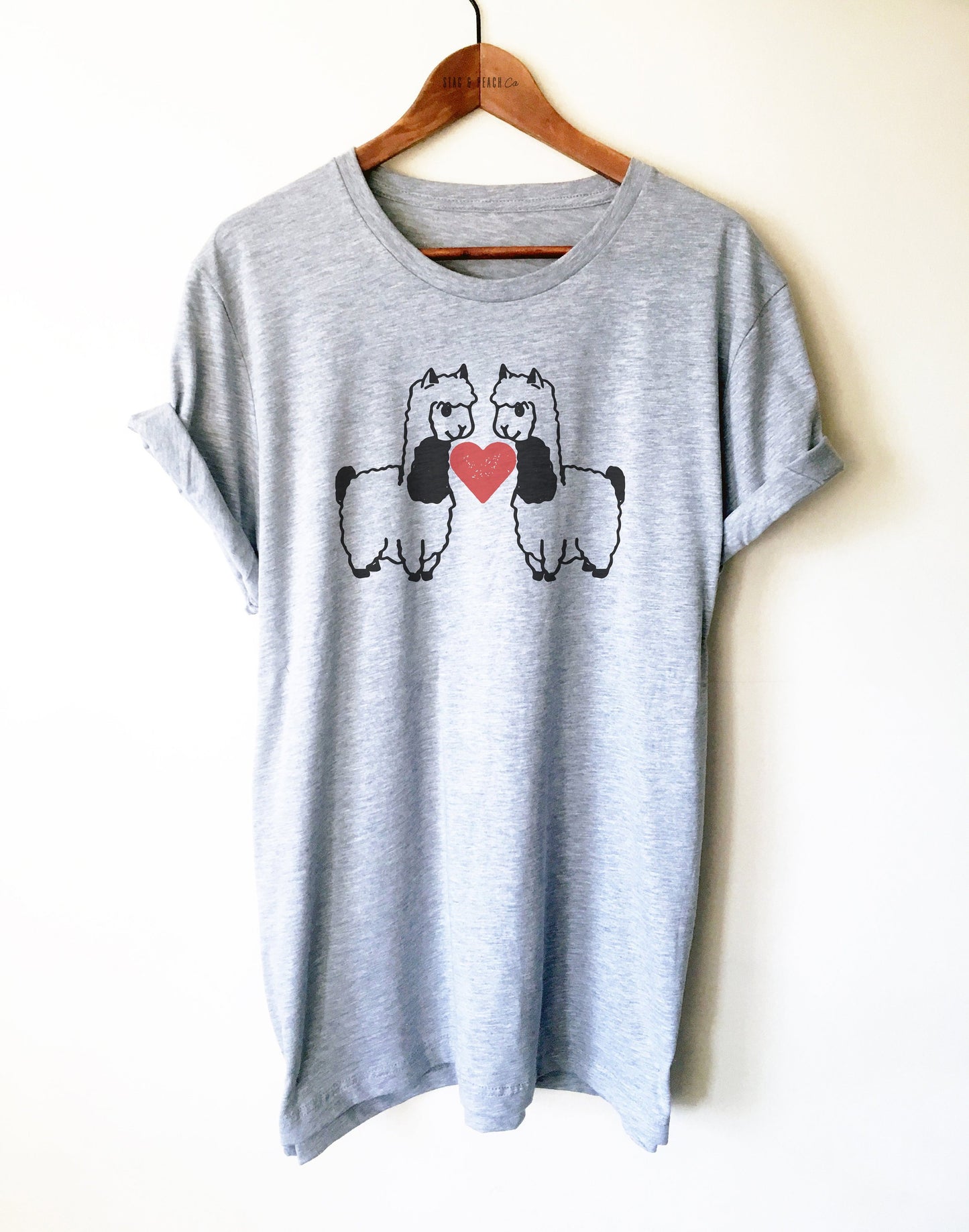 Llama Lover Gift - Cute Llama Love Heart Unisex Shirt, Valentines Day Gift for Girlfriend, Anniversary Gift for Wife, Funny Alpaca Shirt