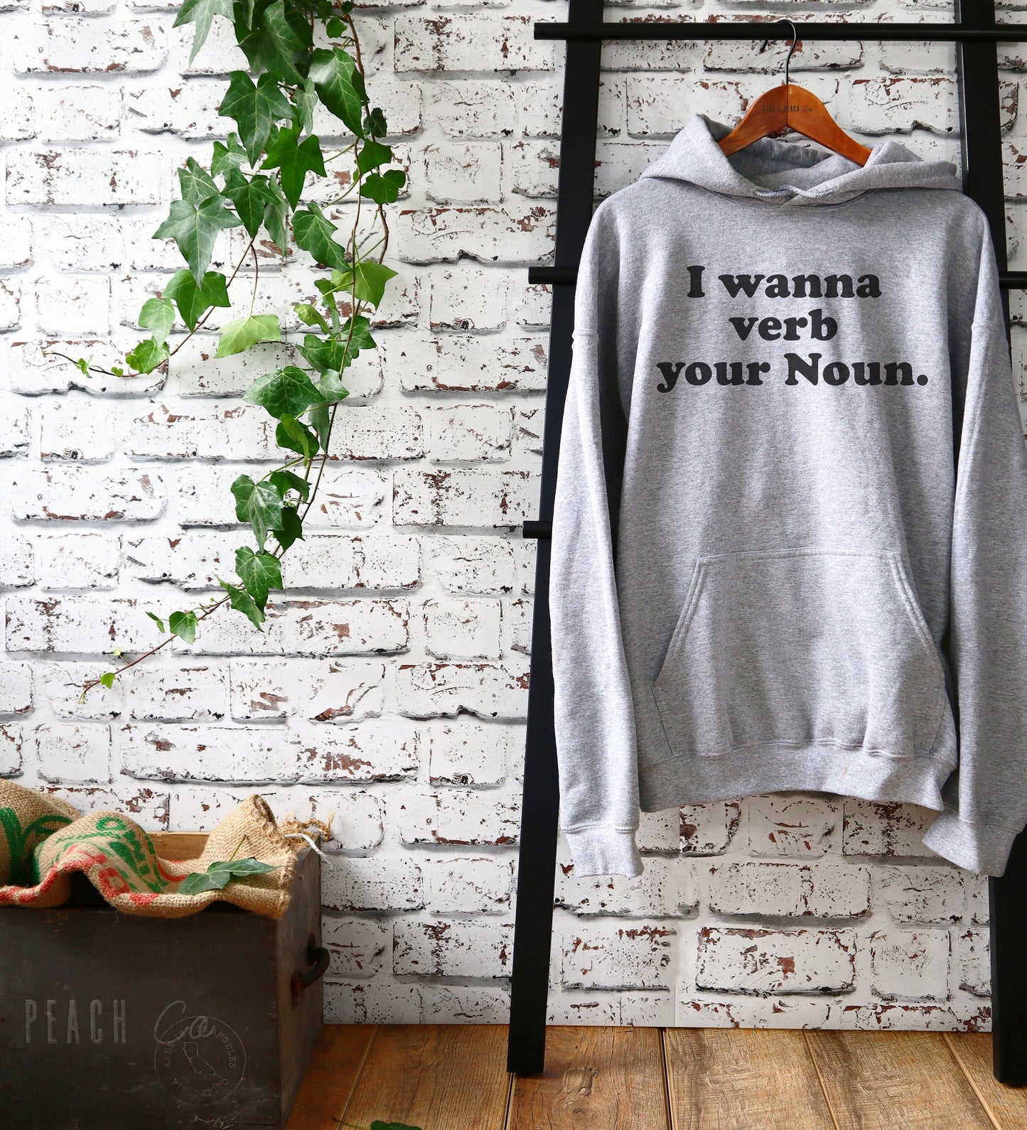 Funny Grammar Unisex Hoodie - I Wanna Verb Your Noun, Pun Shirt, English Major Gift, Valentines Day Shirt, Innuendo Shirt, English Teacher