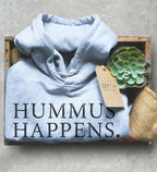 Hummus Happens Unisex Hoodie - Vegan Shirt, Vegetarian Shirt, Foodie Gift, Hummus Shirt, Chickpeas Shirt, Activist Gift, Falafel Shirt