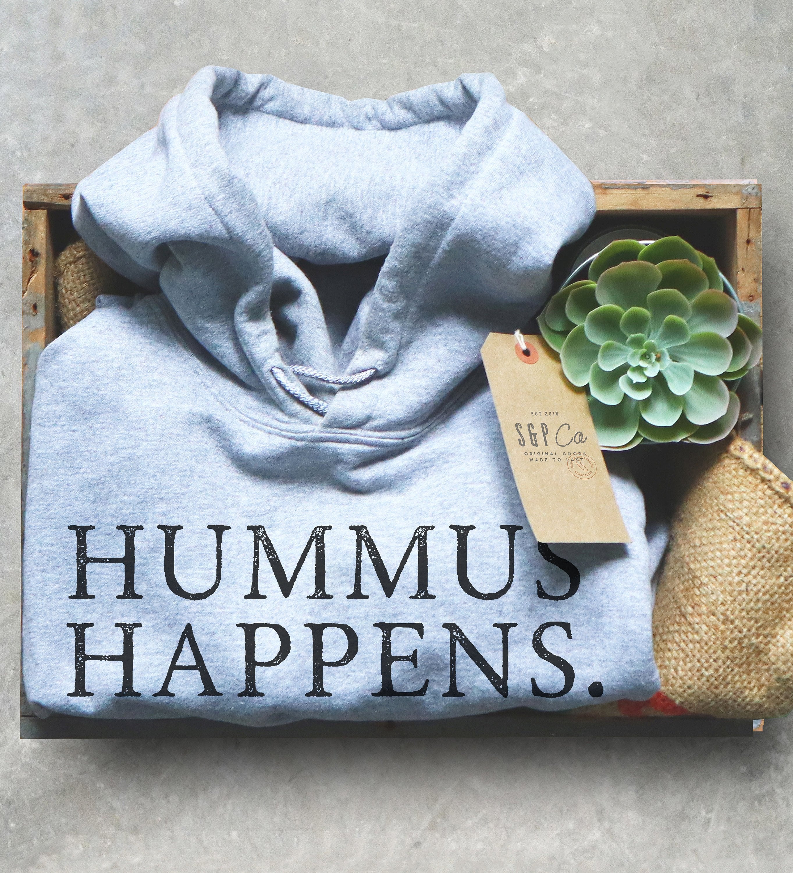 Hummus Happens Unisex Hoodie - Vegan Shirt, Vegetarian Shirt, Foodie Gift, Hummus Shirt, Chickpeas Shirt, Activist Gift, Falafel Shirt