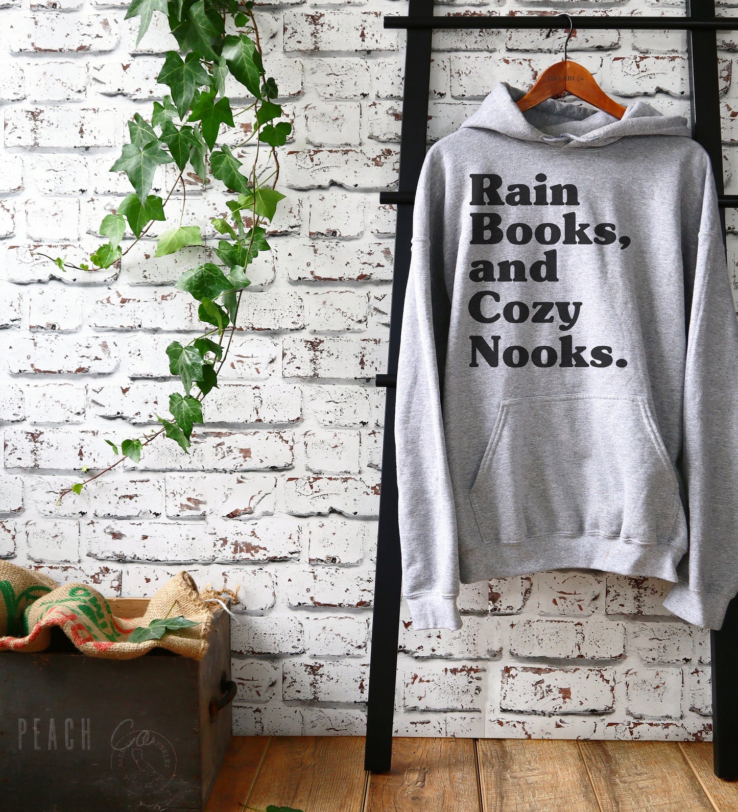 Rain Books And Cozy Nooks Unisex Hoodie - Gift for Writer, Reading Shirt, Bibliophile Gifts, Literary Birthday Gifts, Bookish Christmas Gift