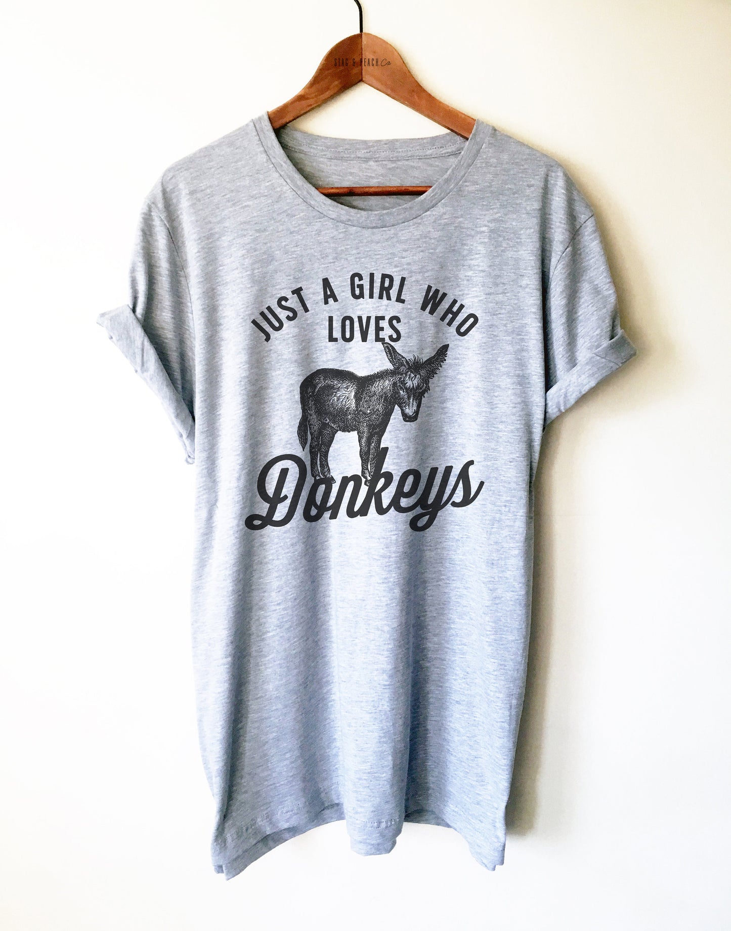 Just A Girl Who Loves Donkeys Unisex Shirt - Donkey Lover Shirt, Ass Shirt, Mule Shirt, Pet Donkey Shirt, Donkey Humor Tee, Girlfriend Gift