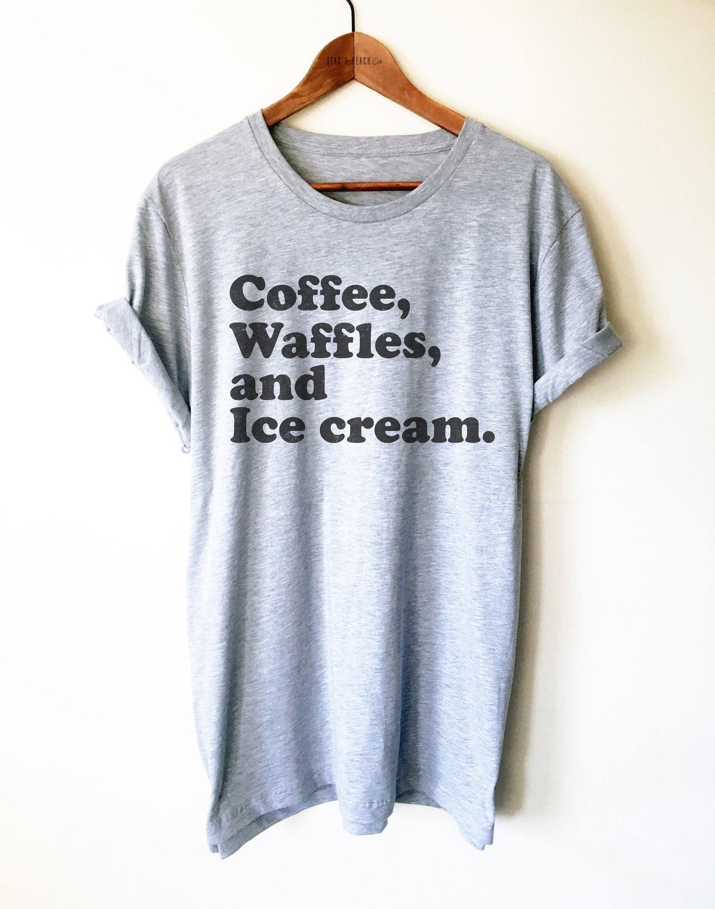 Coffee, Waffles and Ice cream Unisex Shirt -Weekends Are For Waffles, I Love Waffles, Caffeine-Addict, Foodie Gift, Belgium Shirt, Sweet Tee