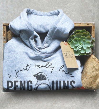 Cute Penguin Lover Unisex Hoodie - I Just Really Love Penguins Okay Shirt, Zoologist Shirt, King Penguin Tee, Emperor Penguin T-Shirt,