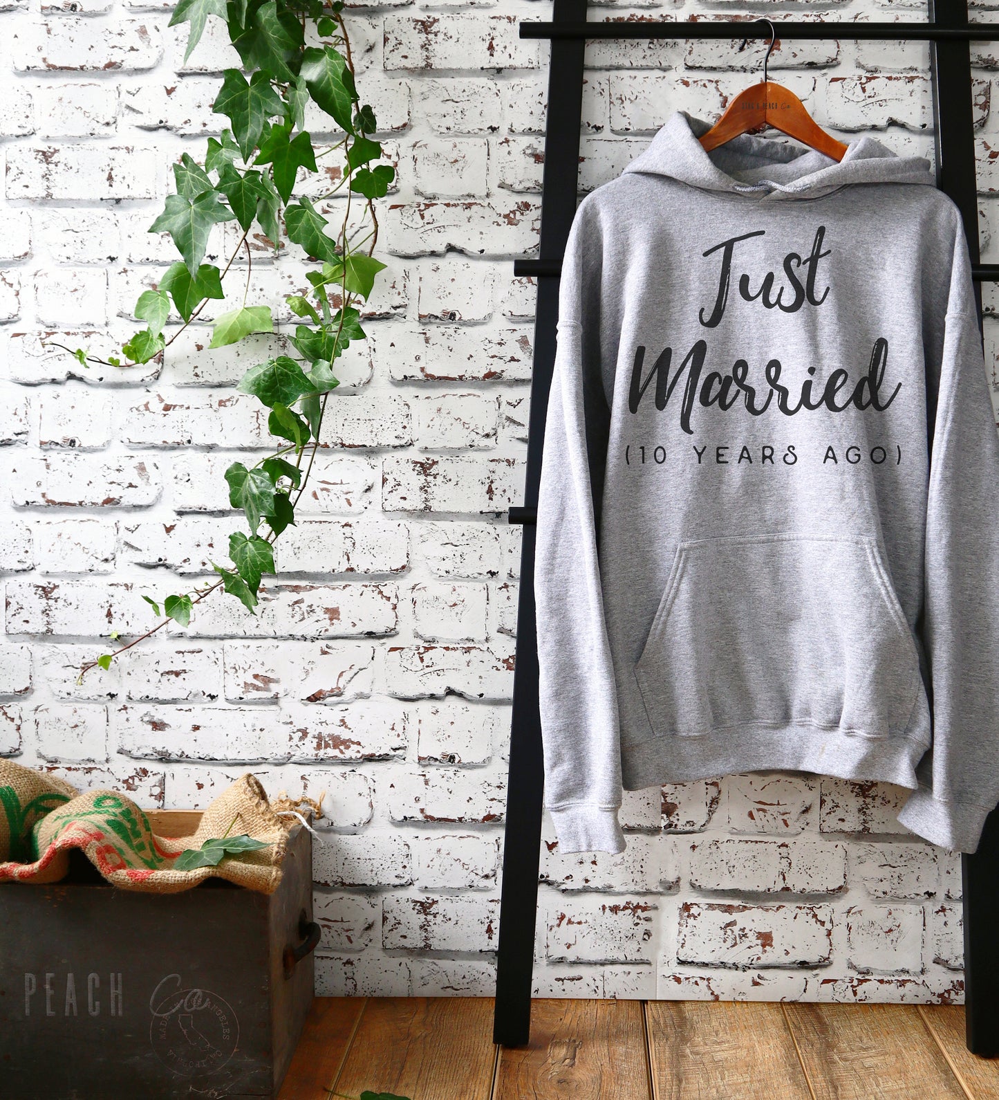 Just Married 10 Years Ago Unisex Hoodie - 10th Wedding Anniversary Shirt, Gift For Husband or Wife, We Still Do, Couple Shirts to Celebrate