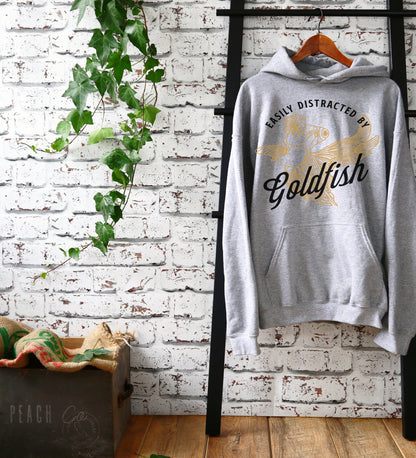 Easily Distracted By Goldfish Unisex Hoodie - Goldfish Owner Shirt, Goldfish Humor Gift for Goldfish Lover, Aquarium Shirt, Fish Owner Tee