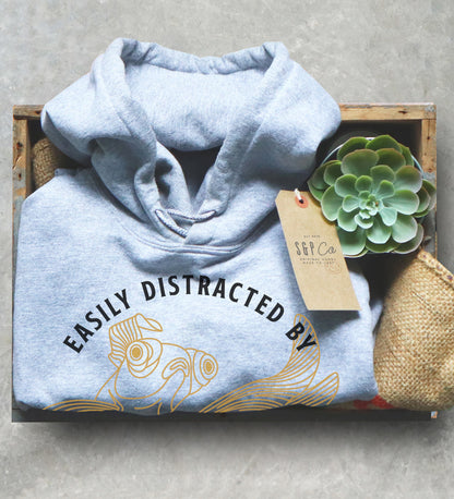 Easily Distracted By Goldfish Unisex Hoodie - Goldfish Owner Shirt, Goldfish Humor Gift for Goldfish Lover, Aquarium Shirt, Fish Owner Tee
