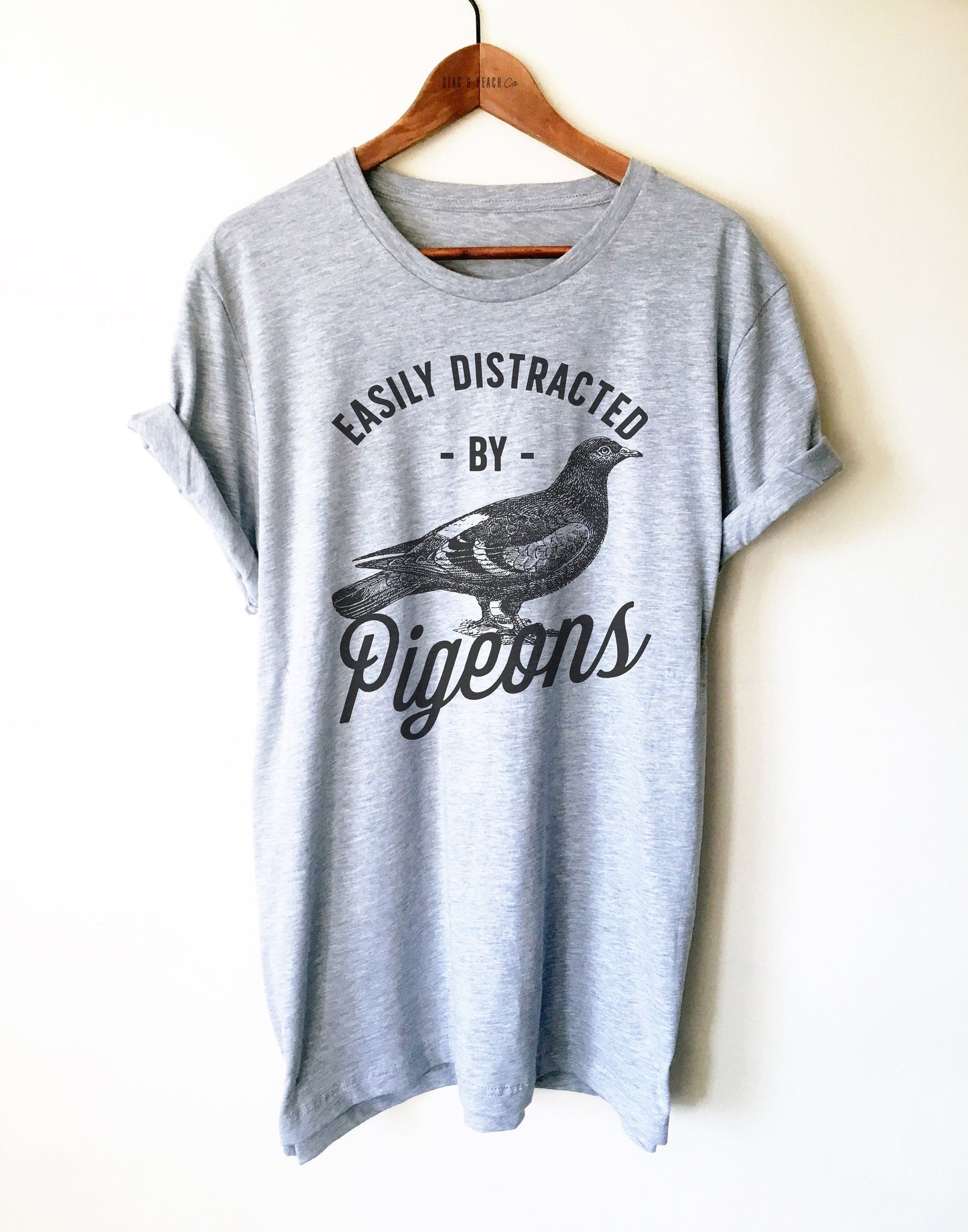 Easily Distracted By Pigeons Unisex Shirt - Bird Lover Shirt, Pigeon Keeper Gift, Pigeon Fancier Shirt, Bird Watching Shirt, Sporting Pigeon