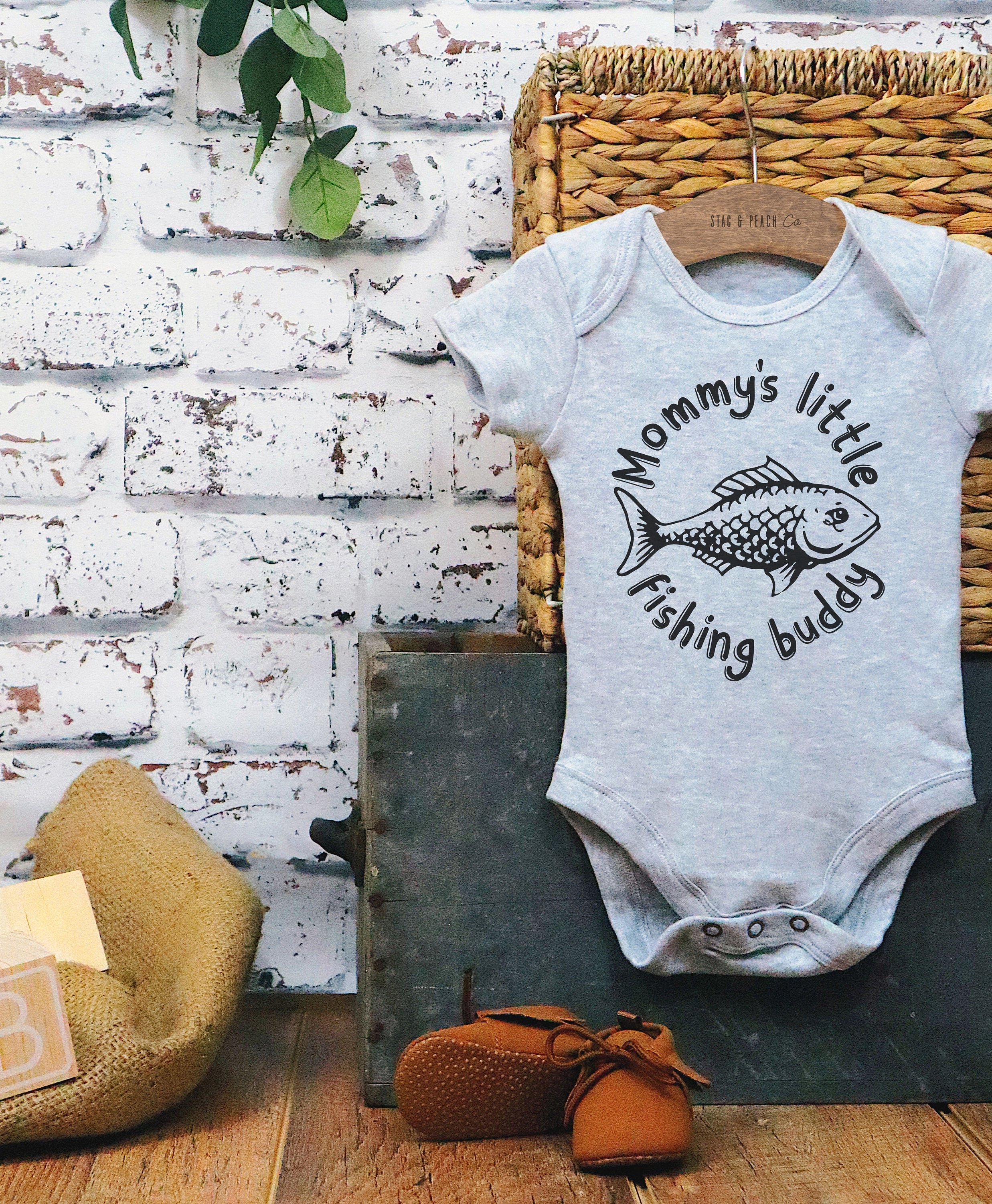 Mommy’s Little Fishing Buddy Baby Bodysuit - Stag & Peach Co