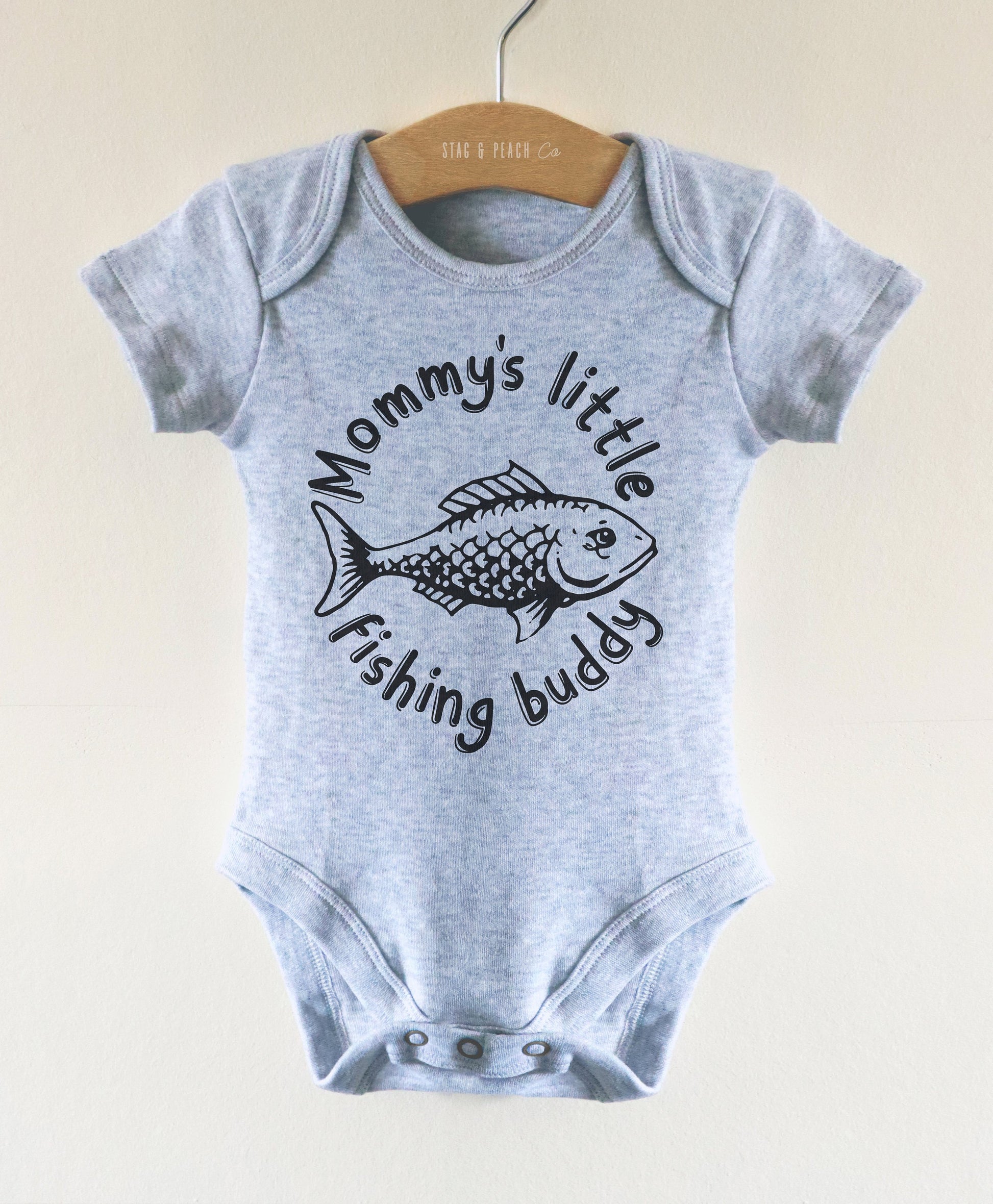Mommy’s Little Fishing Buddy Baby Bodysuit Pink / 12M