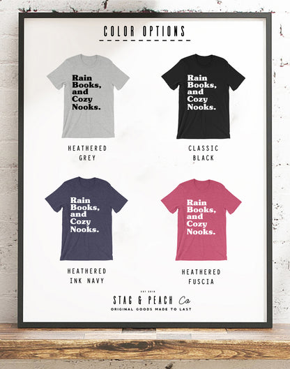 Rain Books And Cozy Nooks Unisex Shirt - Bookworm Shirt, English Major Graduation Gift, English Teacher Shirt, Teacher Appreciation Gift