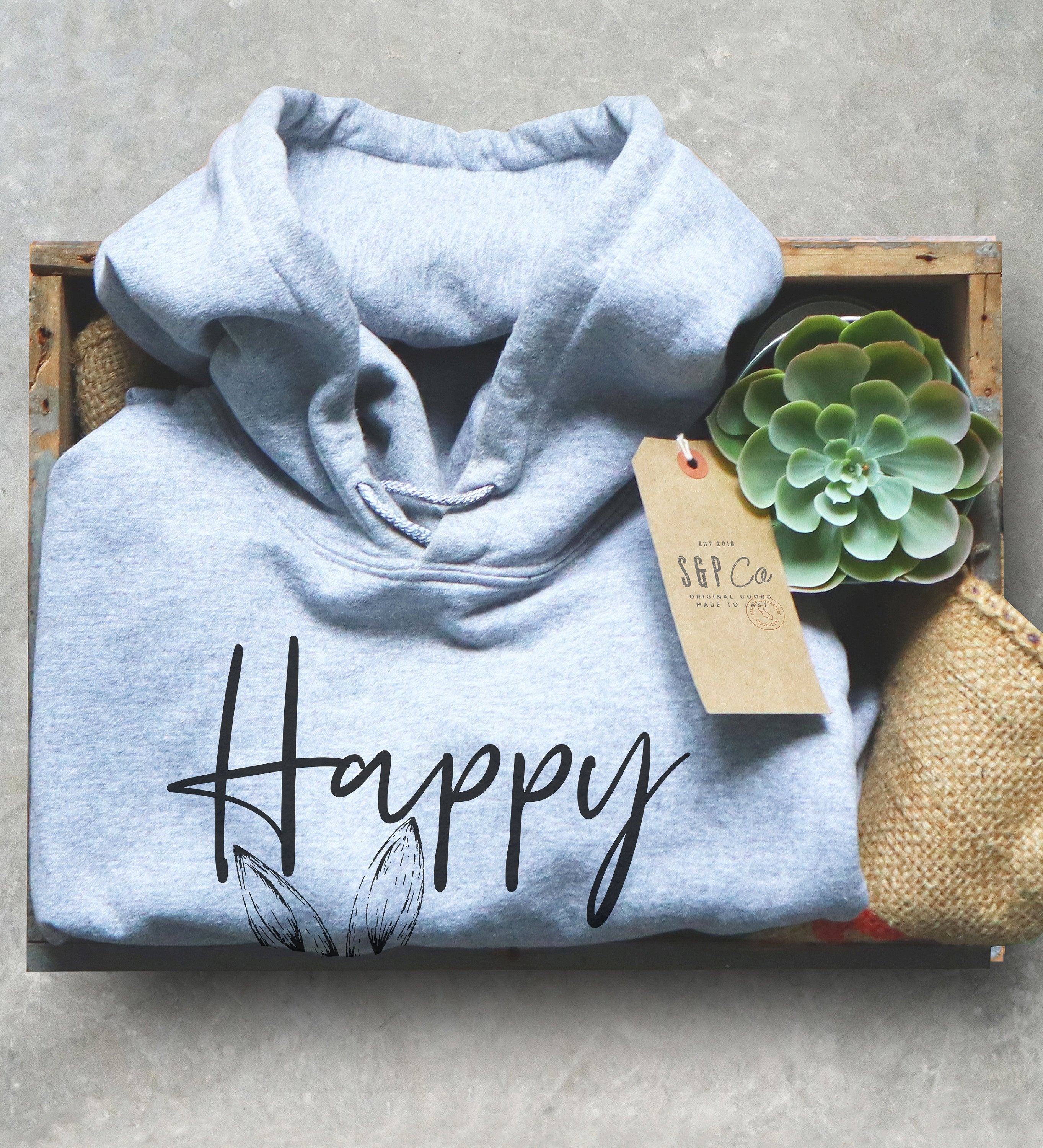 Happy Easter Unisex Hoodie - Bunny Lover Gift, Easter Outfit, Bunny Ears Shirt, Rabbit Lover Gift, Easter Basket Stuffer, Easter Gift Idea - Stag & Peach Co